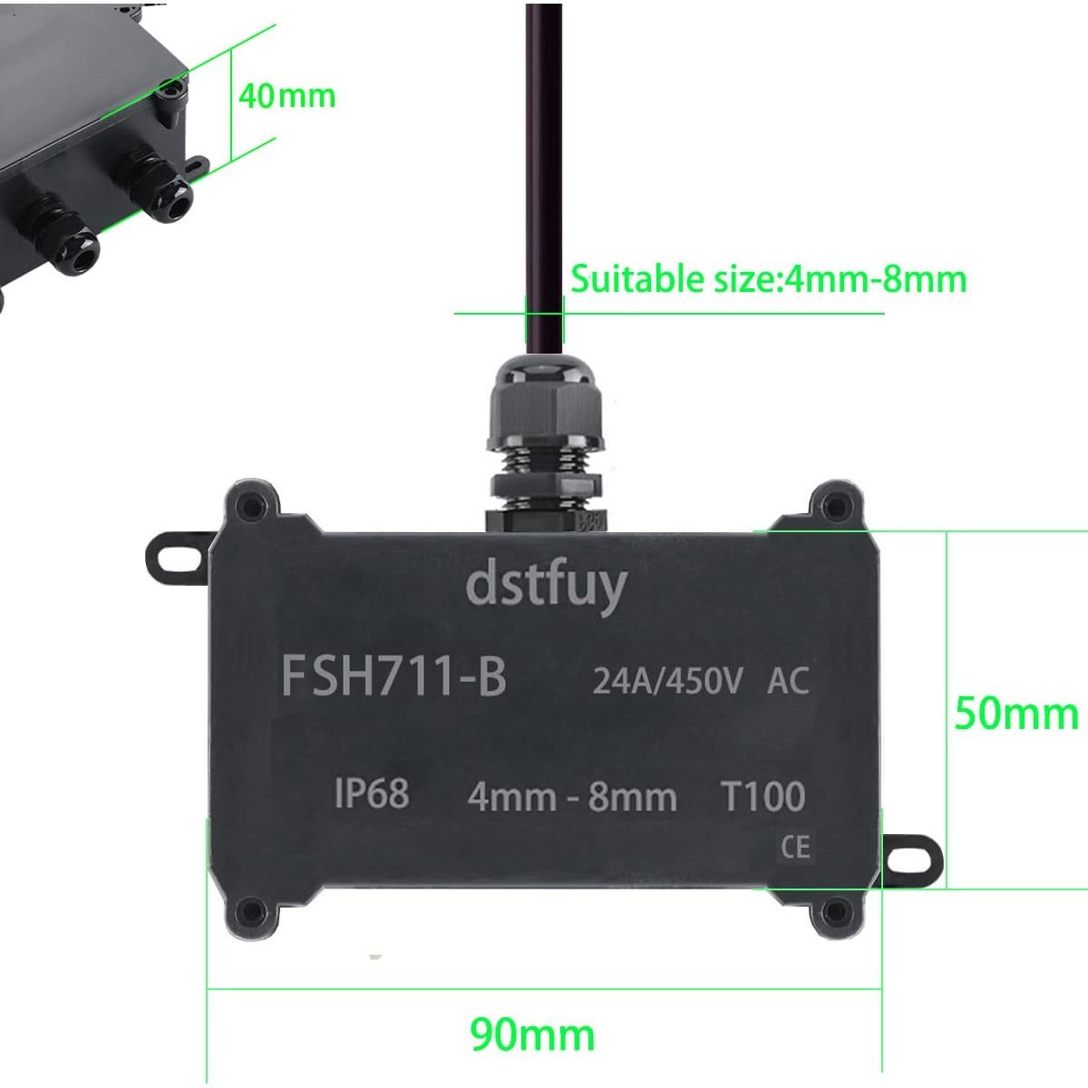Caja de Conexiones Impermeable IP68 dstfuy 90x50x40mm