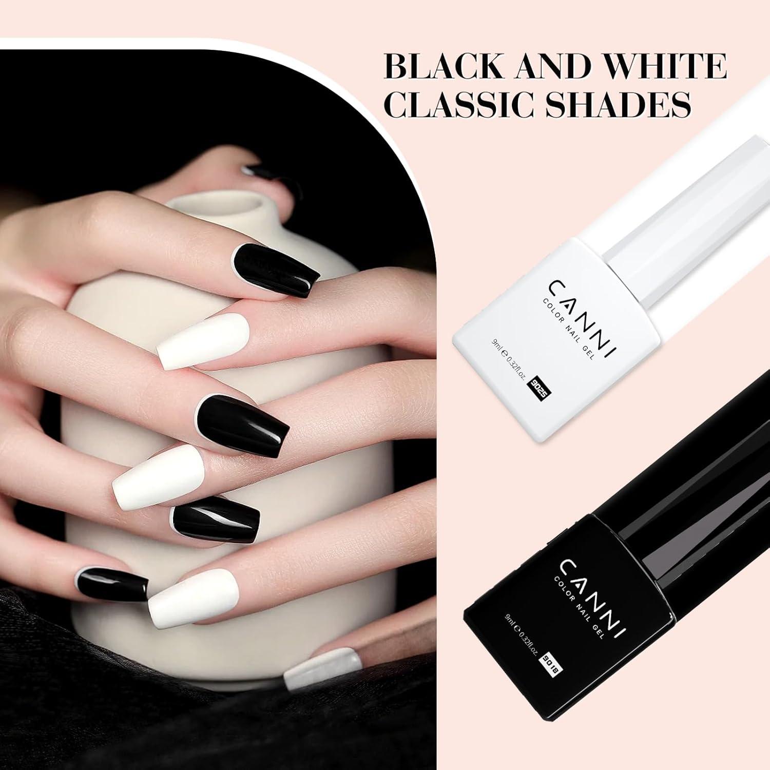 Set de Esmalte de Uñas en Gel CANNI Negro y Blanco 2 Pcs