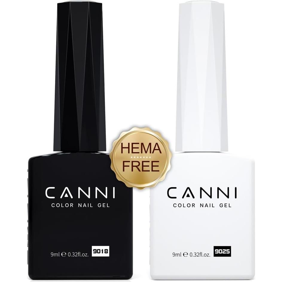 Set de Esmalte de Uñas en Gel CANNI Negro y Blanco 2 Pcs
