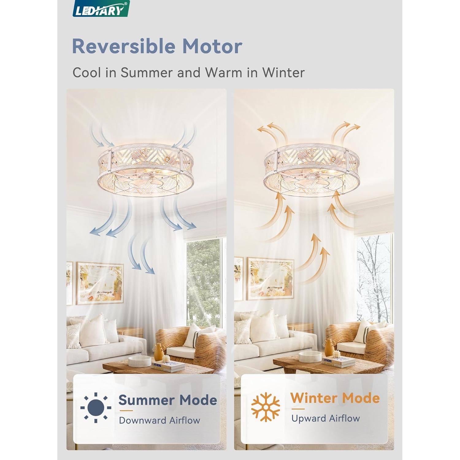 Ventilador de Techo LEDIARY 50.8 cm con Luz y Control Remoto