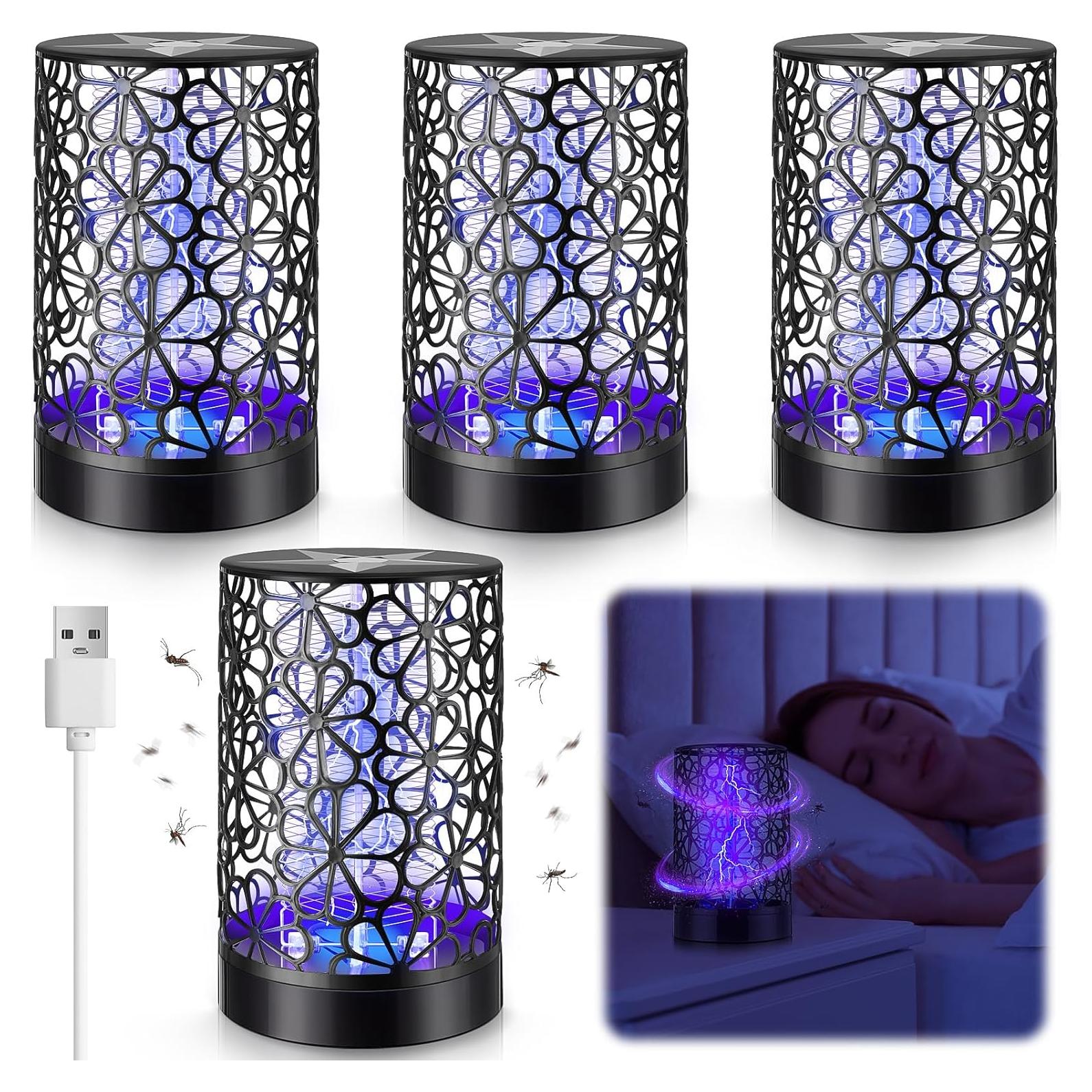 Asesino de Insectos Eléctrico USB Qualirey 4 Pcs Luz Morada