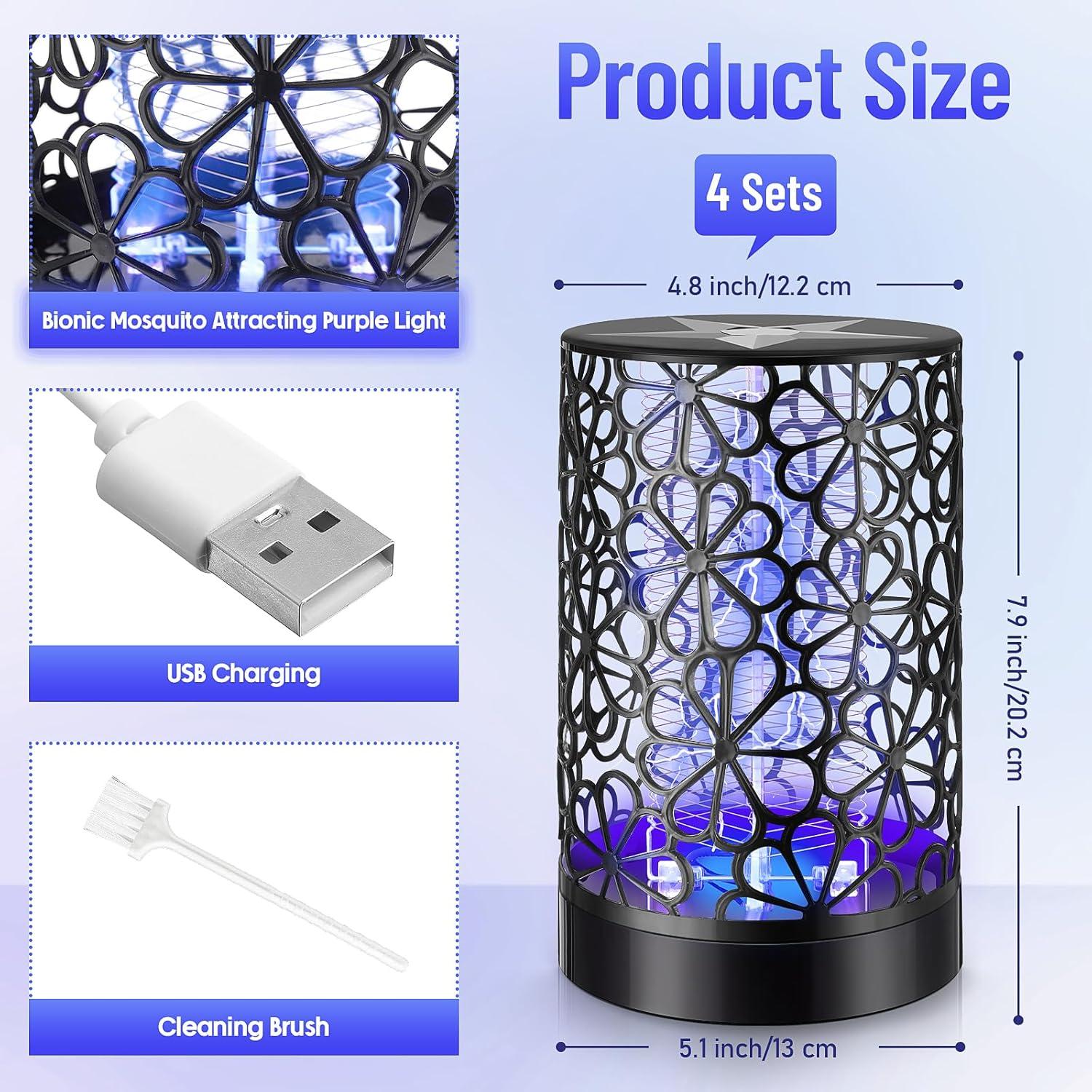 Asesino de Insectos Eléctrico USB Qualirey 4 Pcs Luz Morada