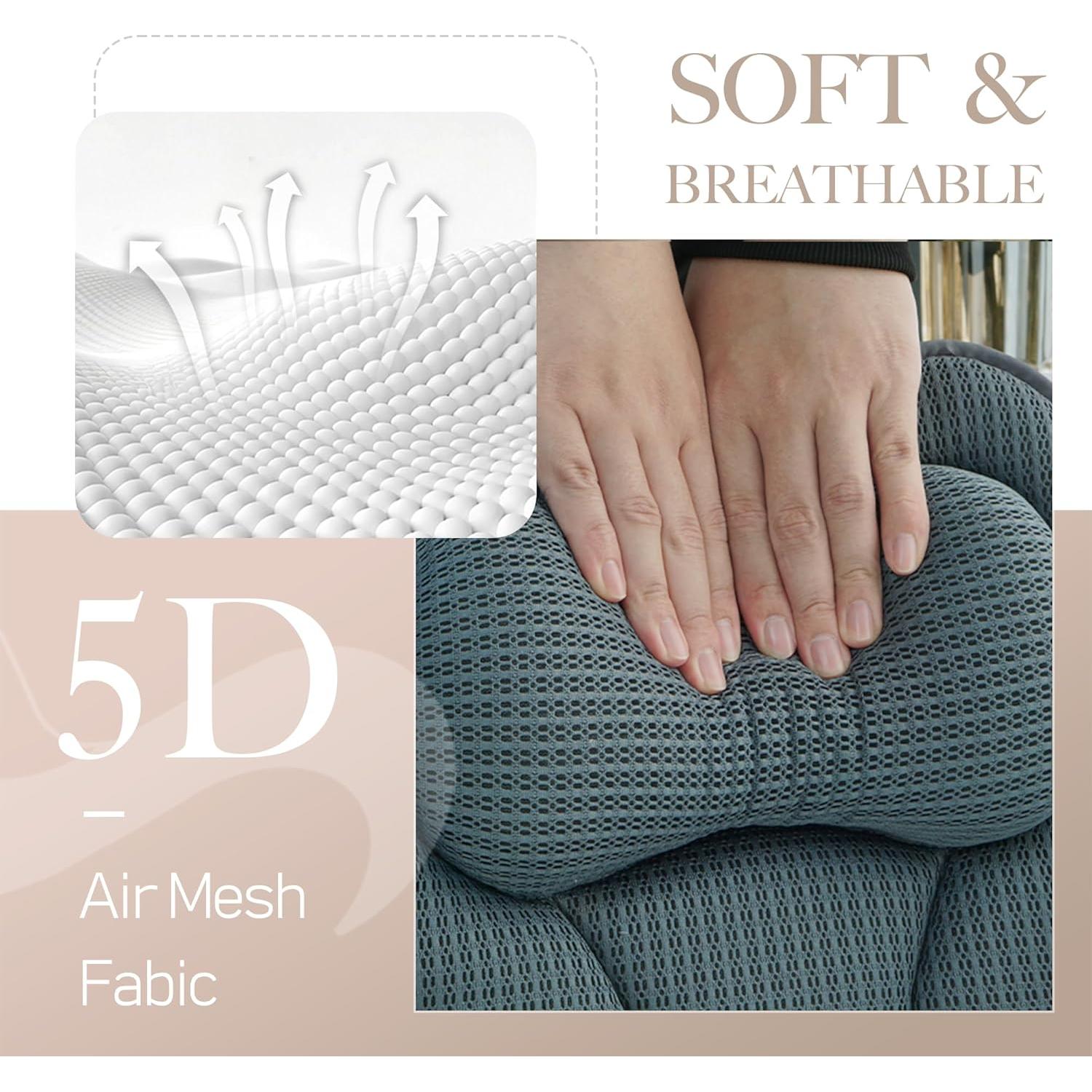 Almohada de Baño Joeyset 5D Gris, Soporte Ergonómico y Antideslizante