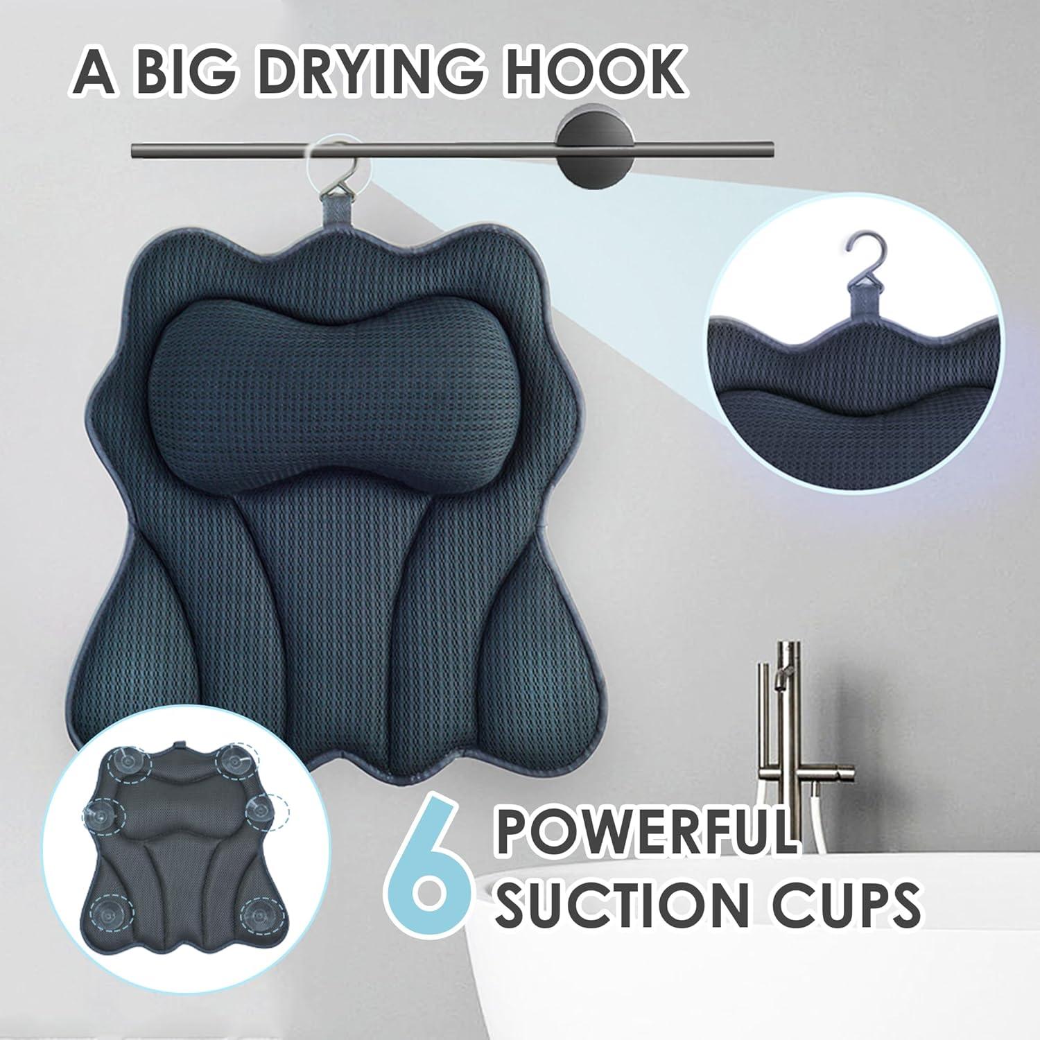 Almohada de Baño Joeyset 5D Gris, Soporte Ergonómico y Antideslizante