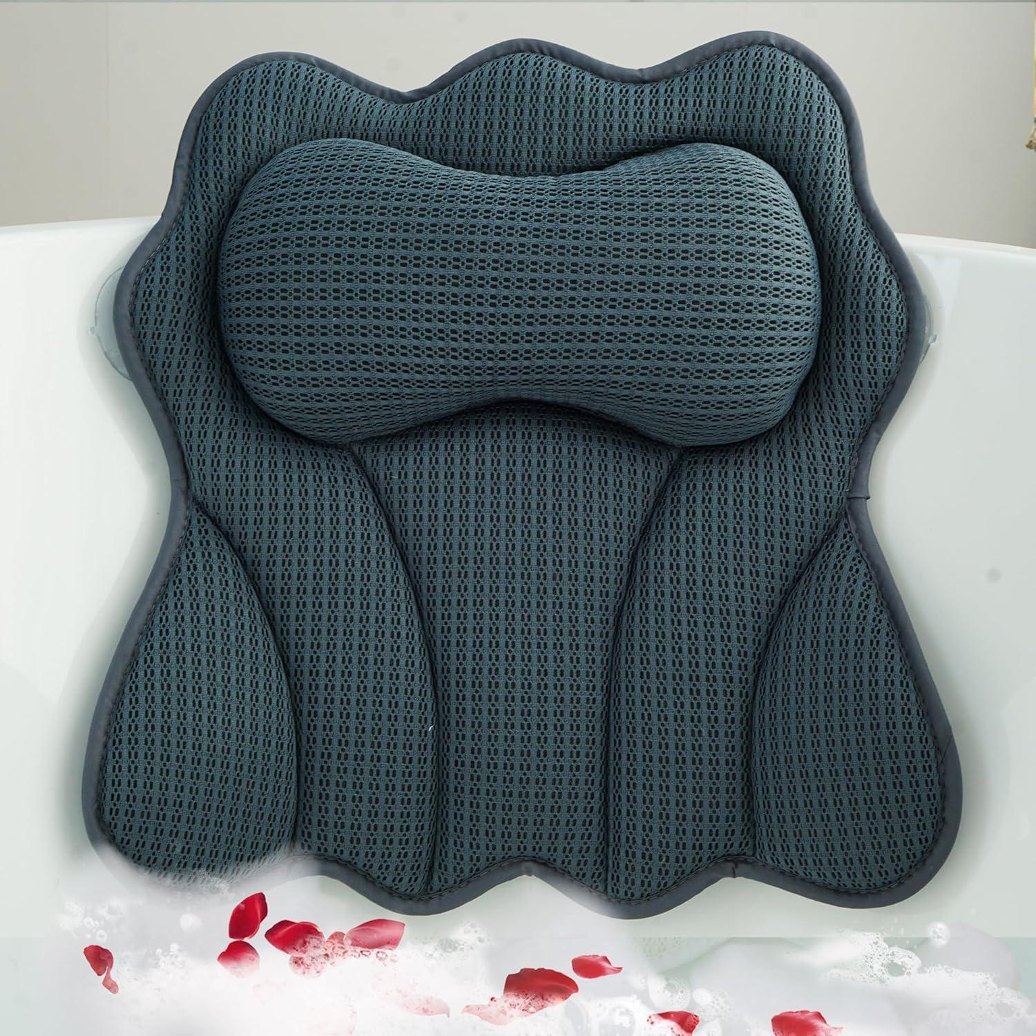 Almohada de Baño Joeyset 5D Gris, Soporte Ergonómico y Antideslizante