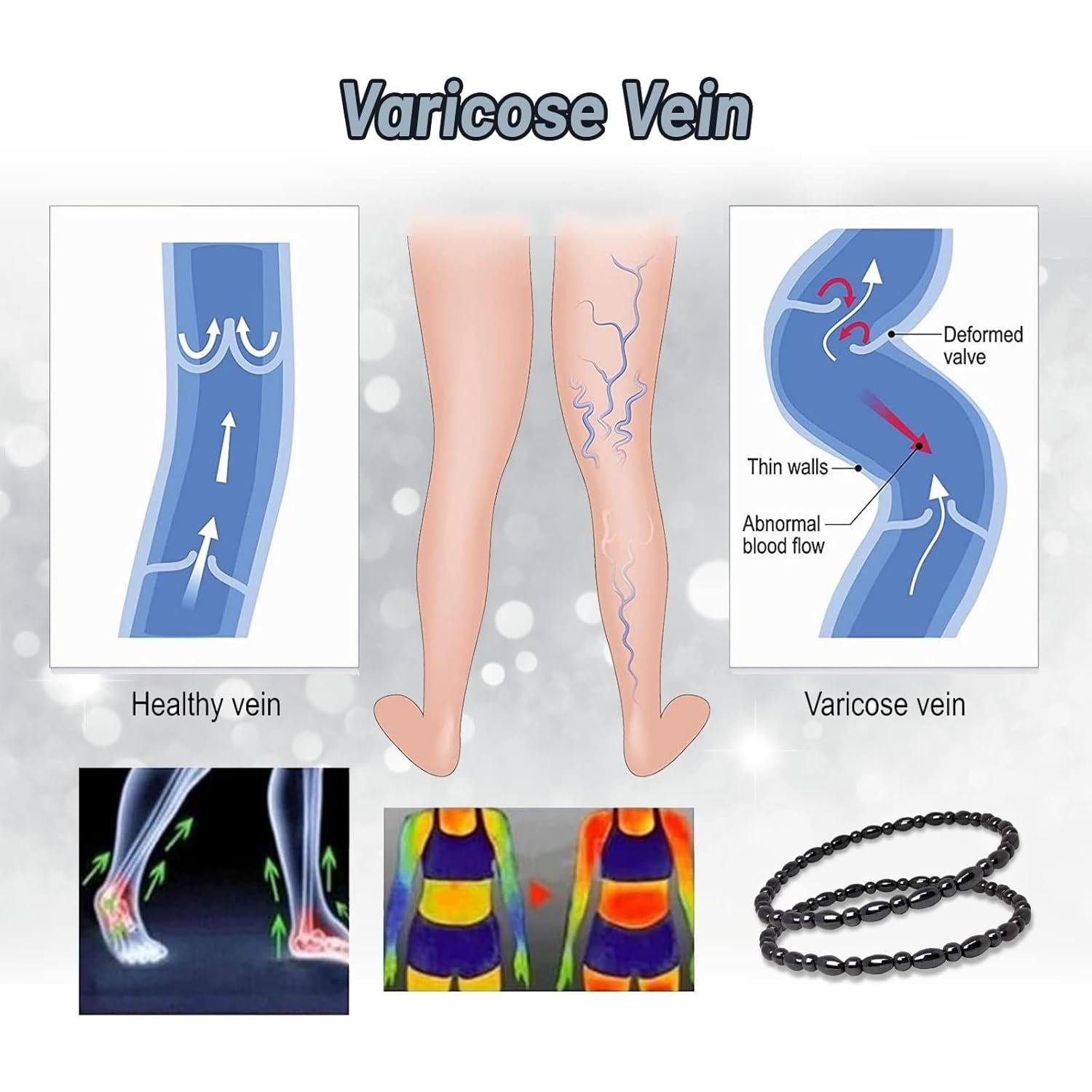 Conjunto de 4 Pulseras de Tobillo Hion de Hematita y Obsidiana Negra