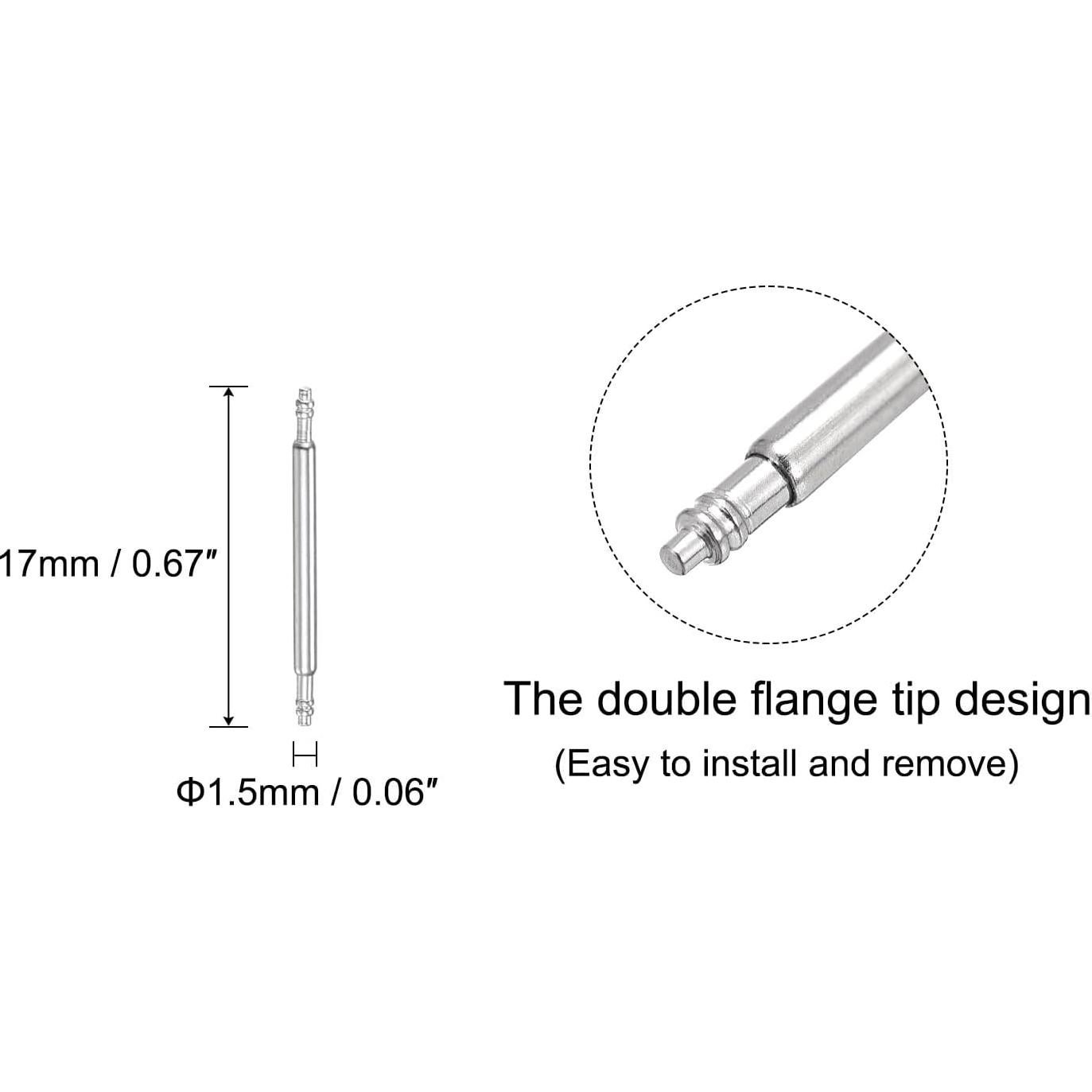 Pasadores de Resorte para Reloj uxcell 17mm Acero Inoxidable 8 PCS