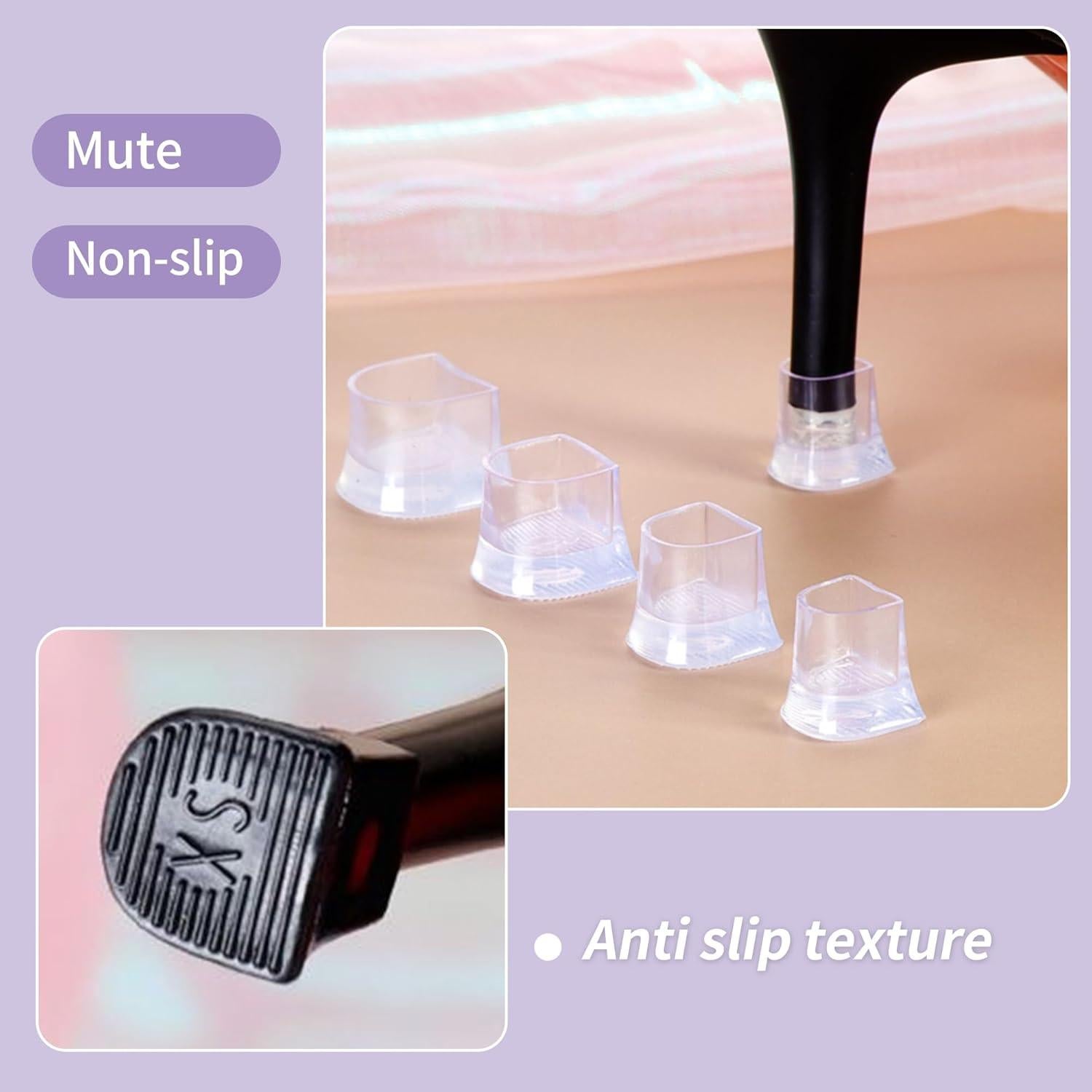 6 Pares Protectores de Tacón Stiletto SooGree - Antirruido