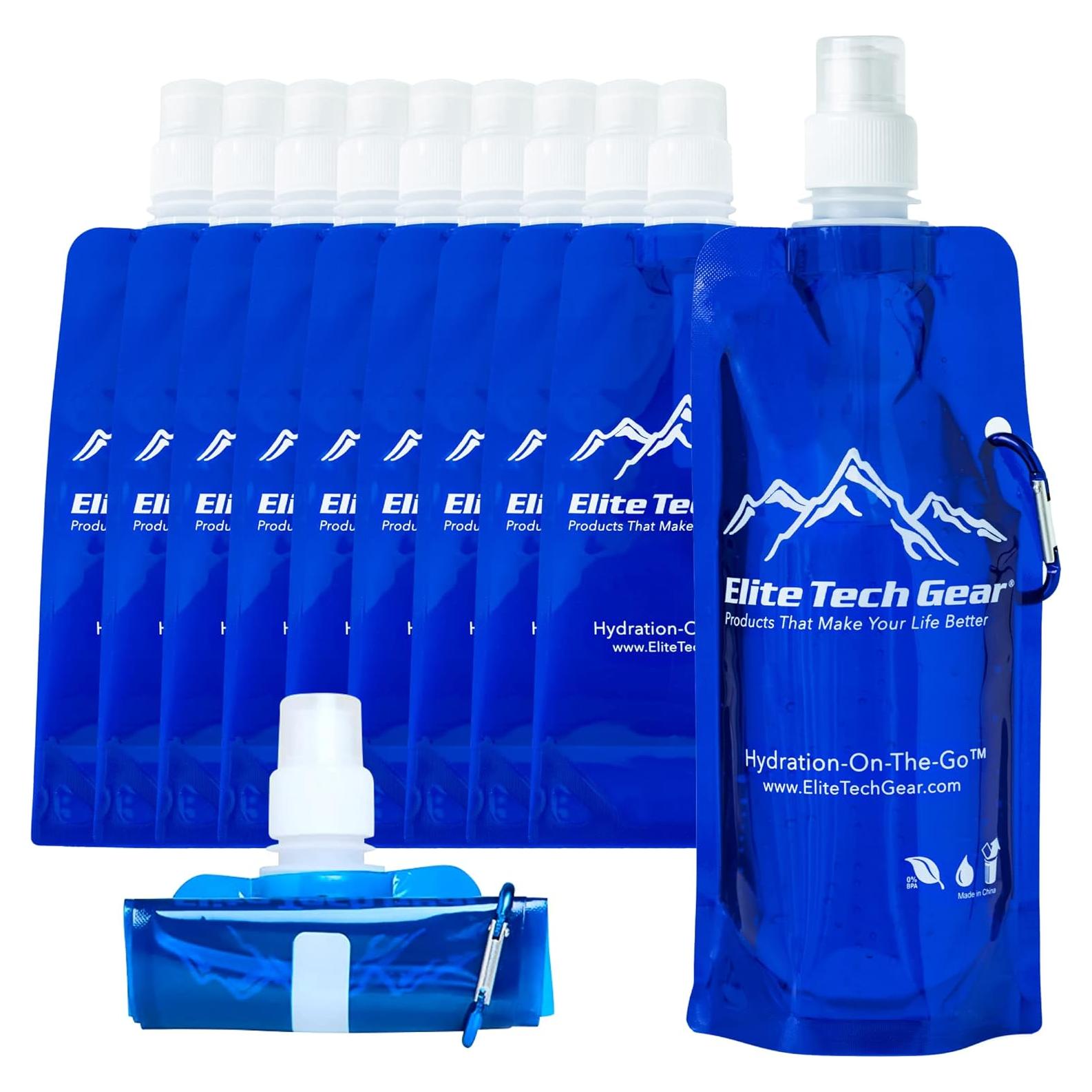Botella de Agua Plegable Elite Tech Gear 0.5L 10 Piezas