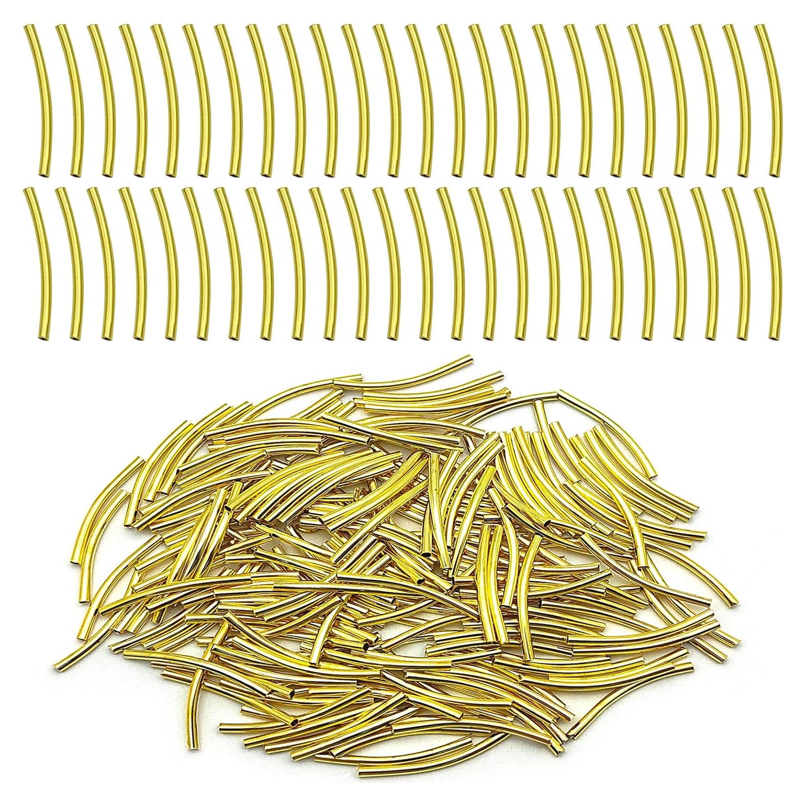 200 Espaciadores de Tubo de Fideos Oro 25mm Latón para Joyería