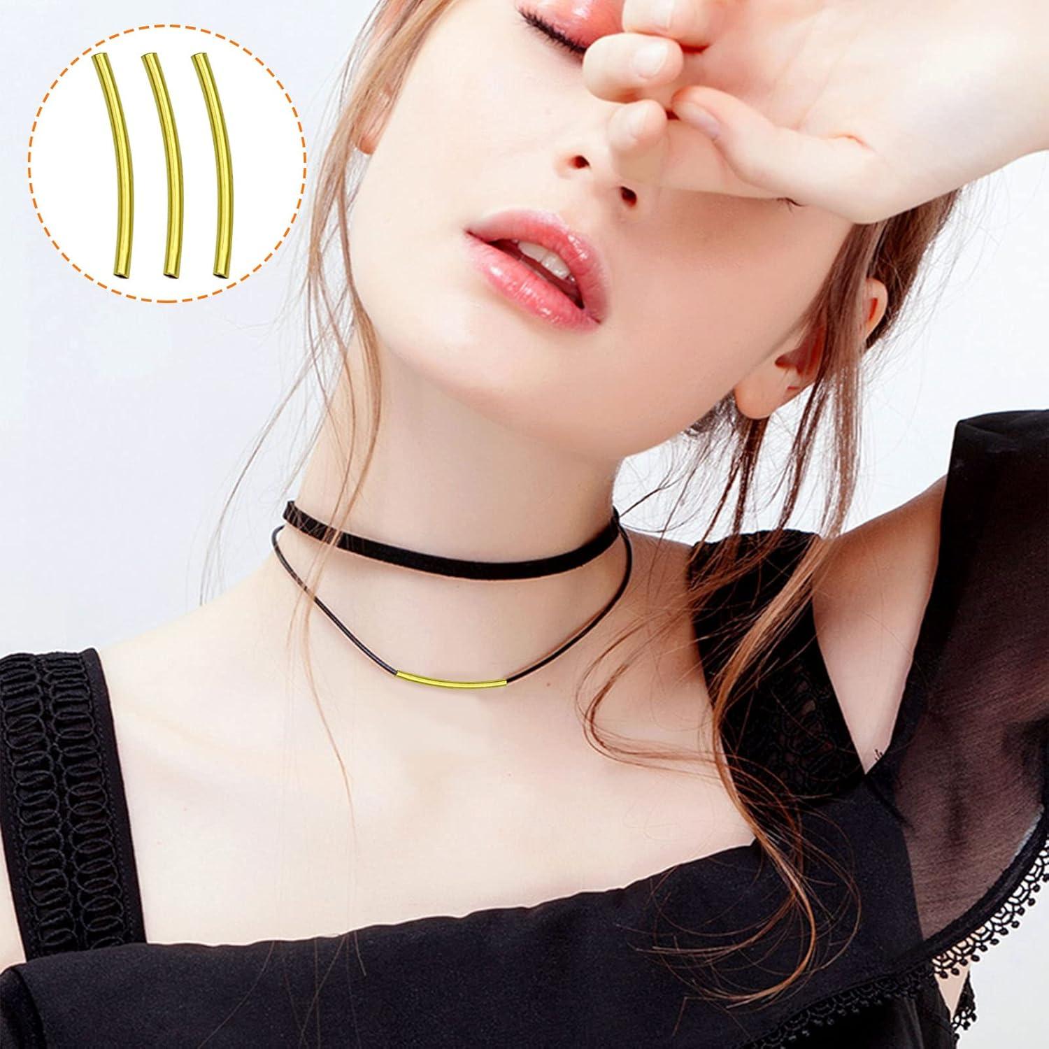 200 Espaciadores de Tubo de Fideos Oro 25mm Latón para Joyería