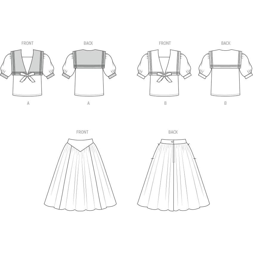 Patrón de Costura Vintage McCall's M8540 Top y Falda 6-14