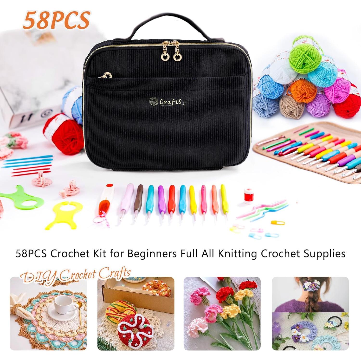 Kit de Crochet MYBAGZING 58 Piezas con Bolsa de Almacenamiento