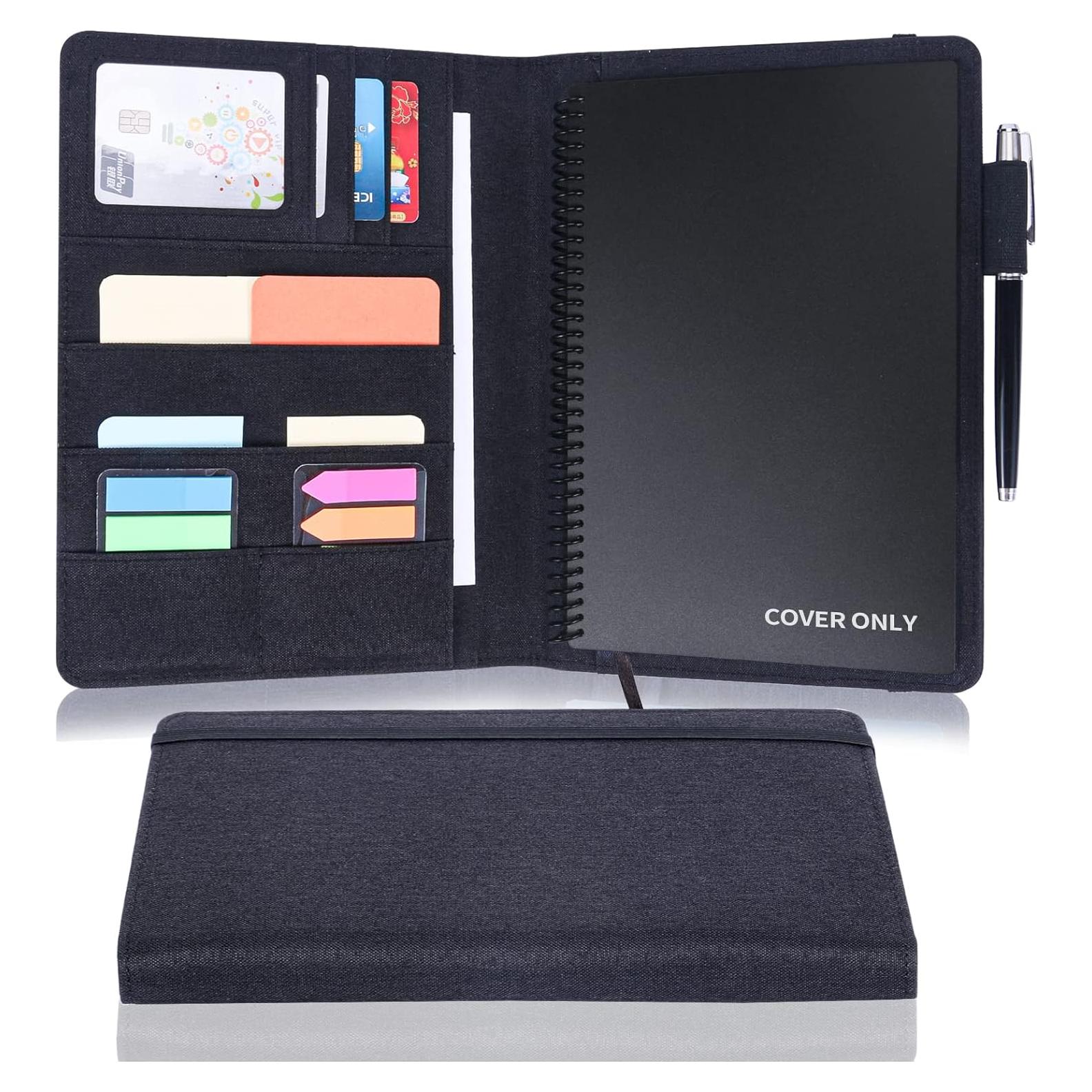 Cubierta de cuaderno A5 Ditiord negra impermeable con bolsillos