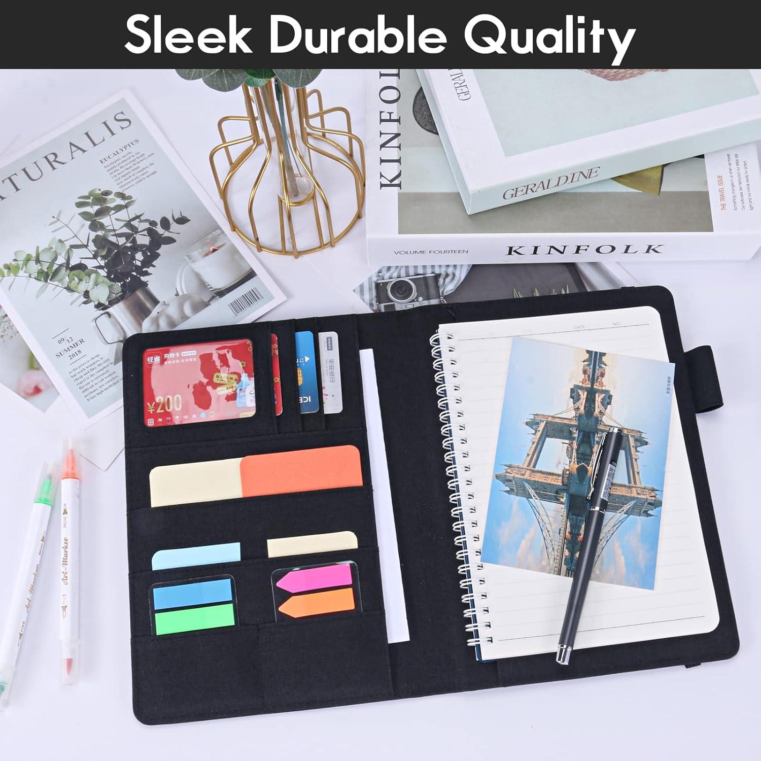 Cubierta de cuaderno A5 Ditiord negra impermeable con bolsillos