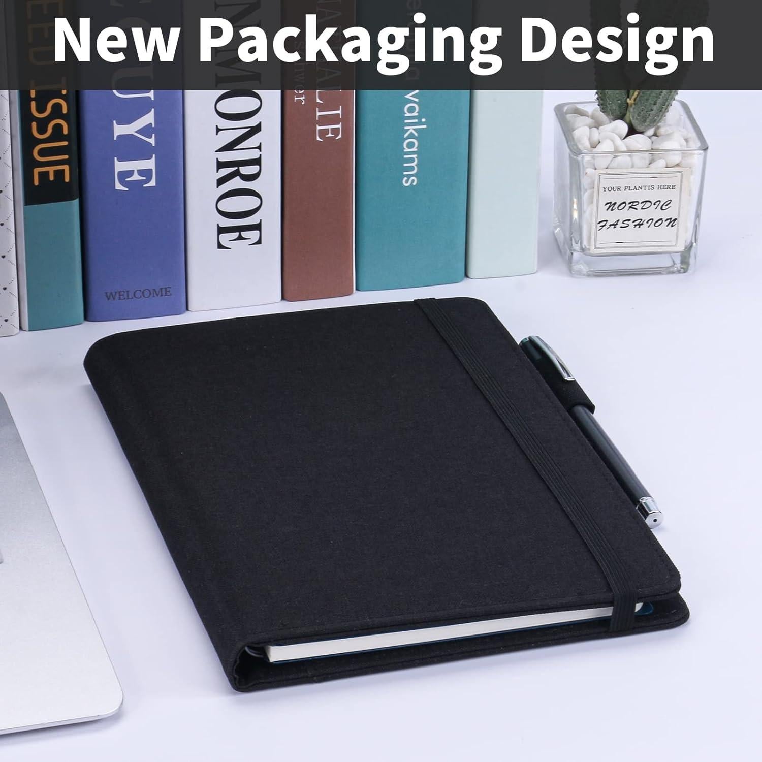 Cubierta de cuaderno A5 Ditiord negra impermeable con bolsillos