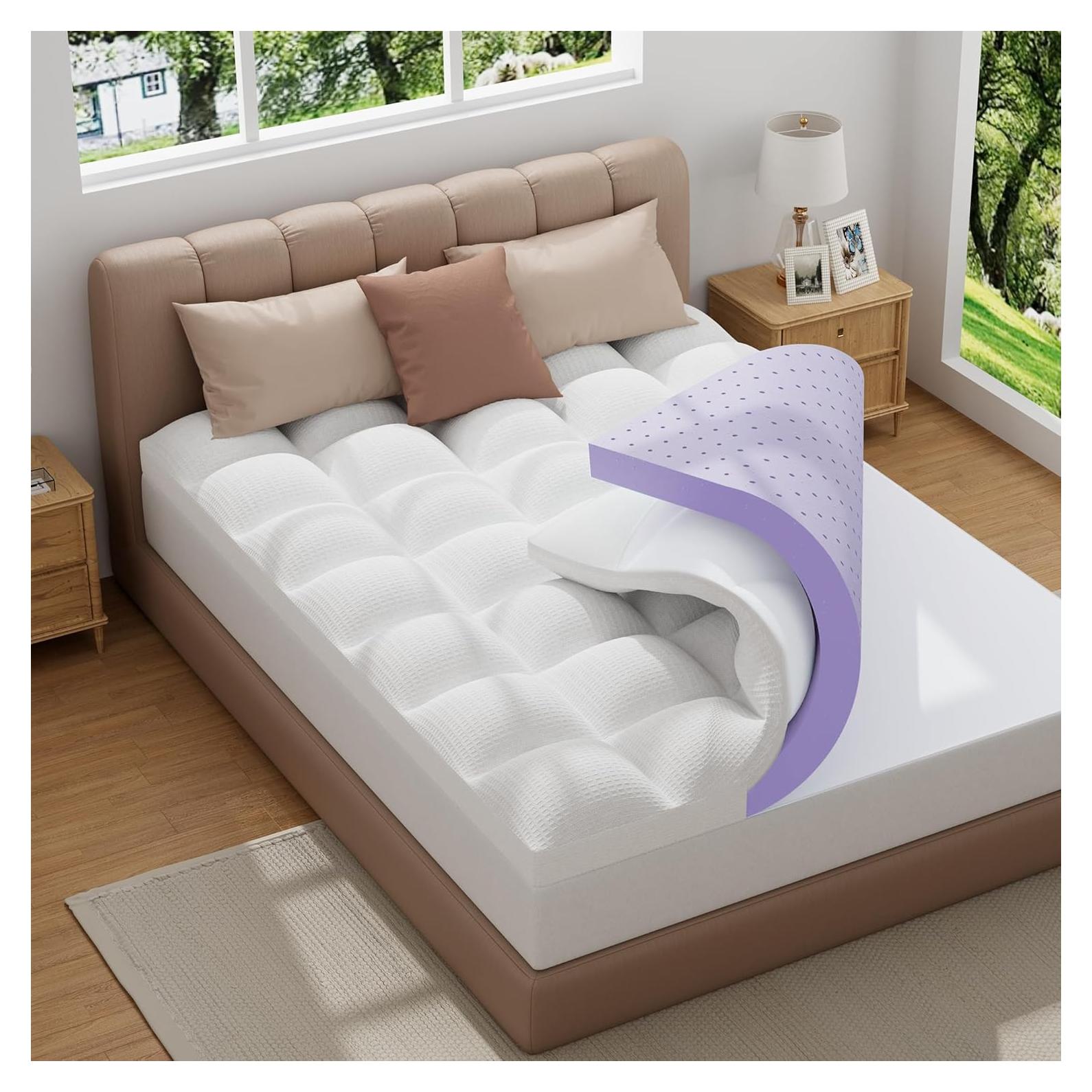 Cubre Colchón Viscoelástico Gel Bedluxury 3" Completo Púrpura