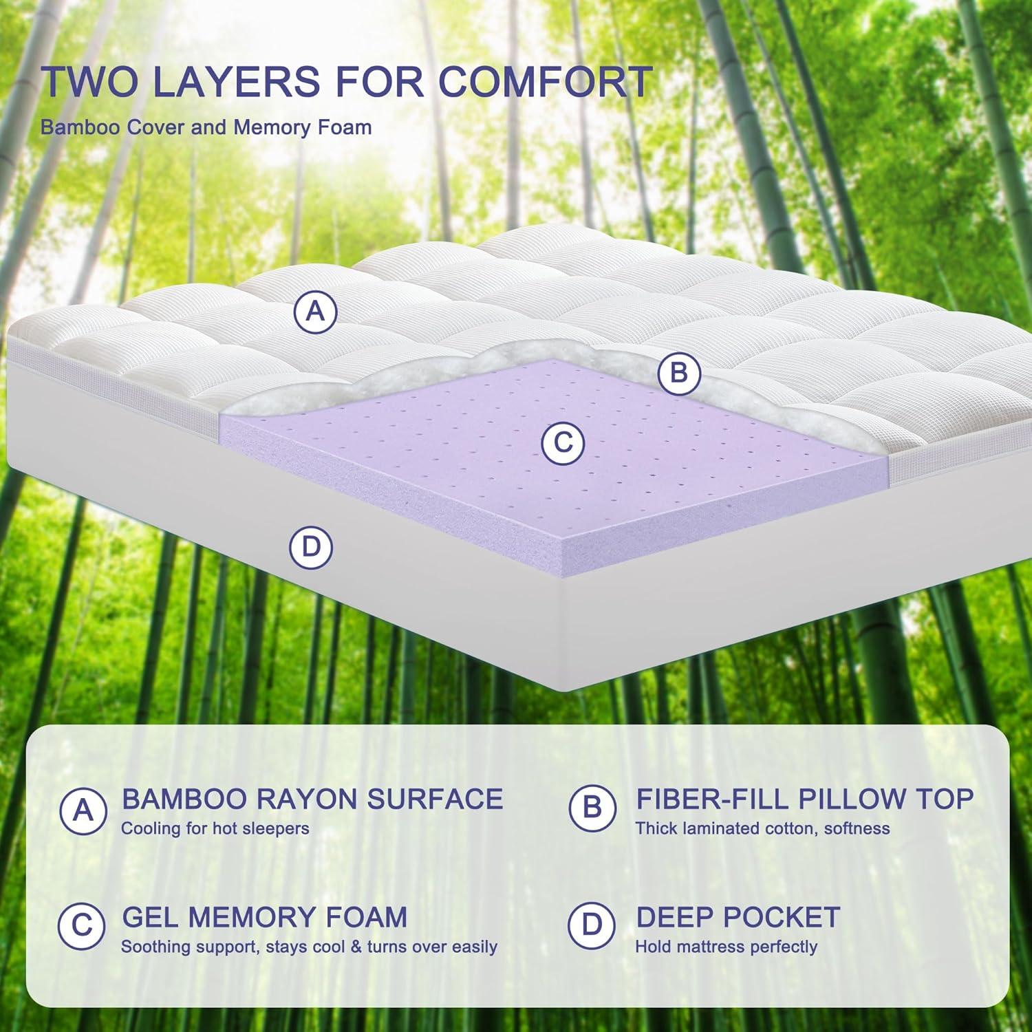 Cubre Colchón Viscoelástico Gel Bedluxury 3" Completo Púrpura