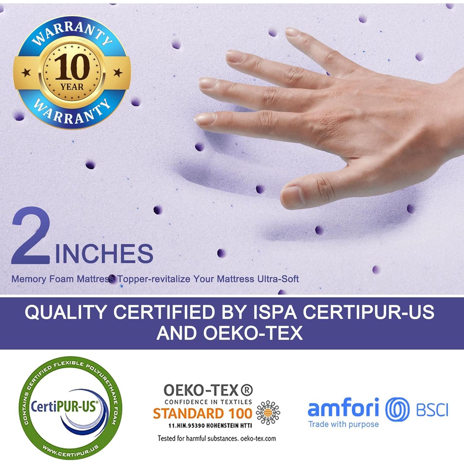 Cubre Colchón Viscoelástico Gel Bedluxury 3" Completo Púrpura