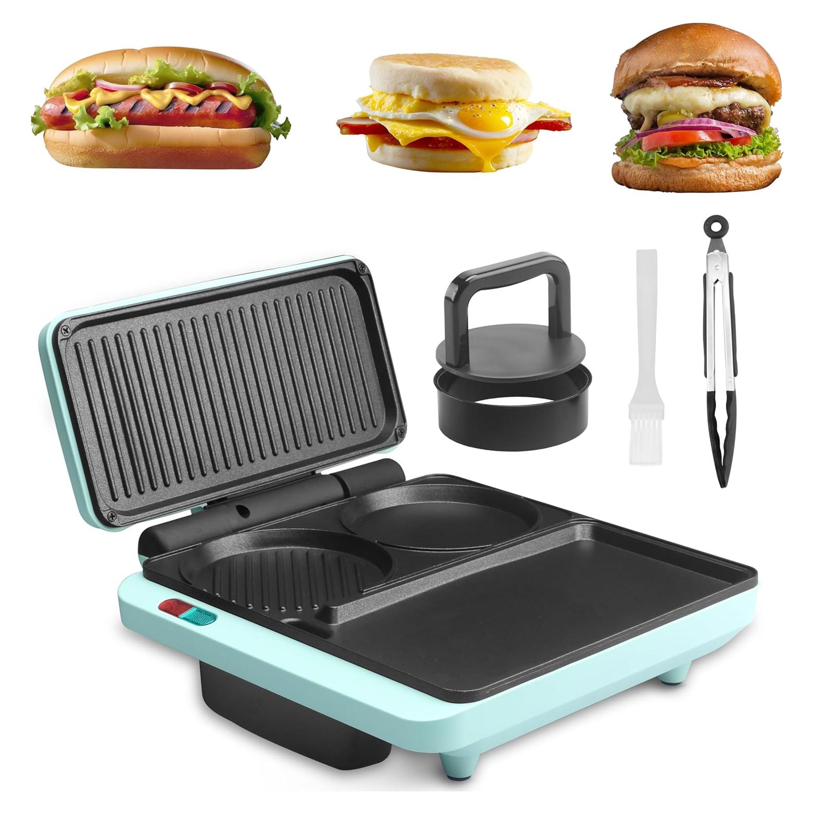 Horno de Sándwiches Baker's Friend 3 en 1 Antiadherente Aqua