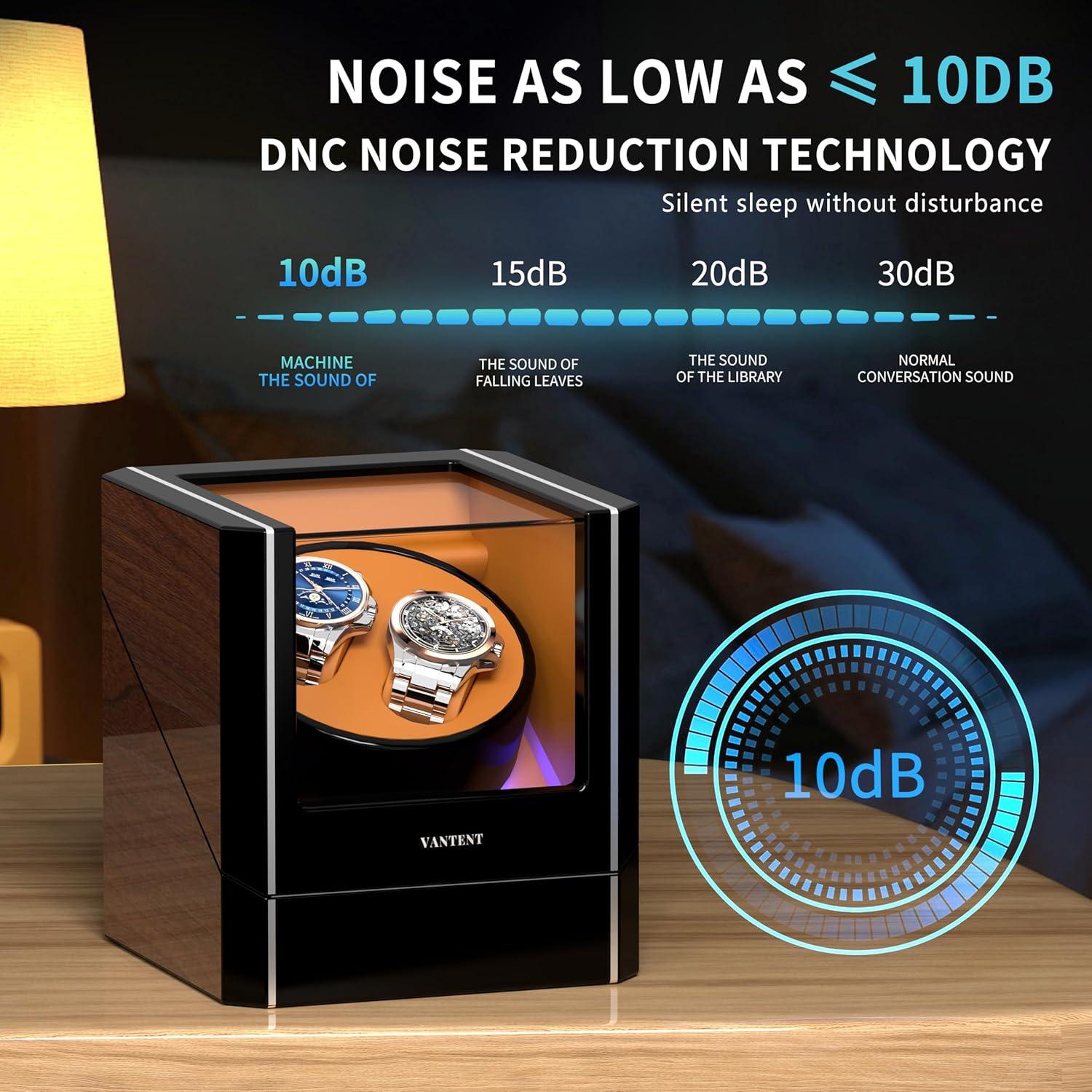 Enrollador de Relojes Automáticos VANTENT LED Marrón 2.0MAX