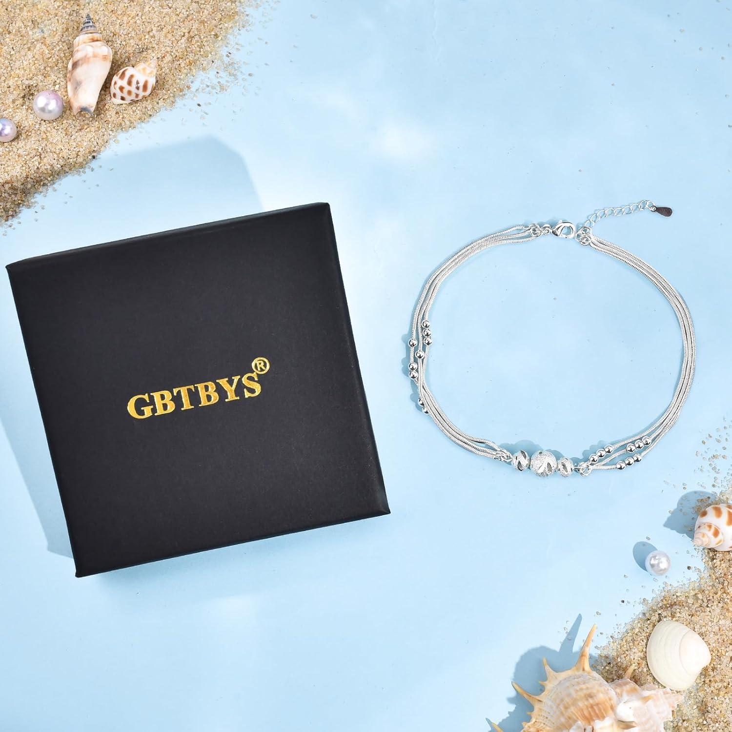 Pulsera de Tobillo de Plata Esterlina 925 con Perlas y Estrellas