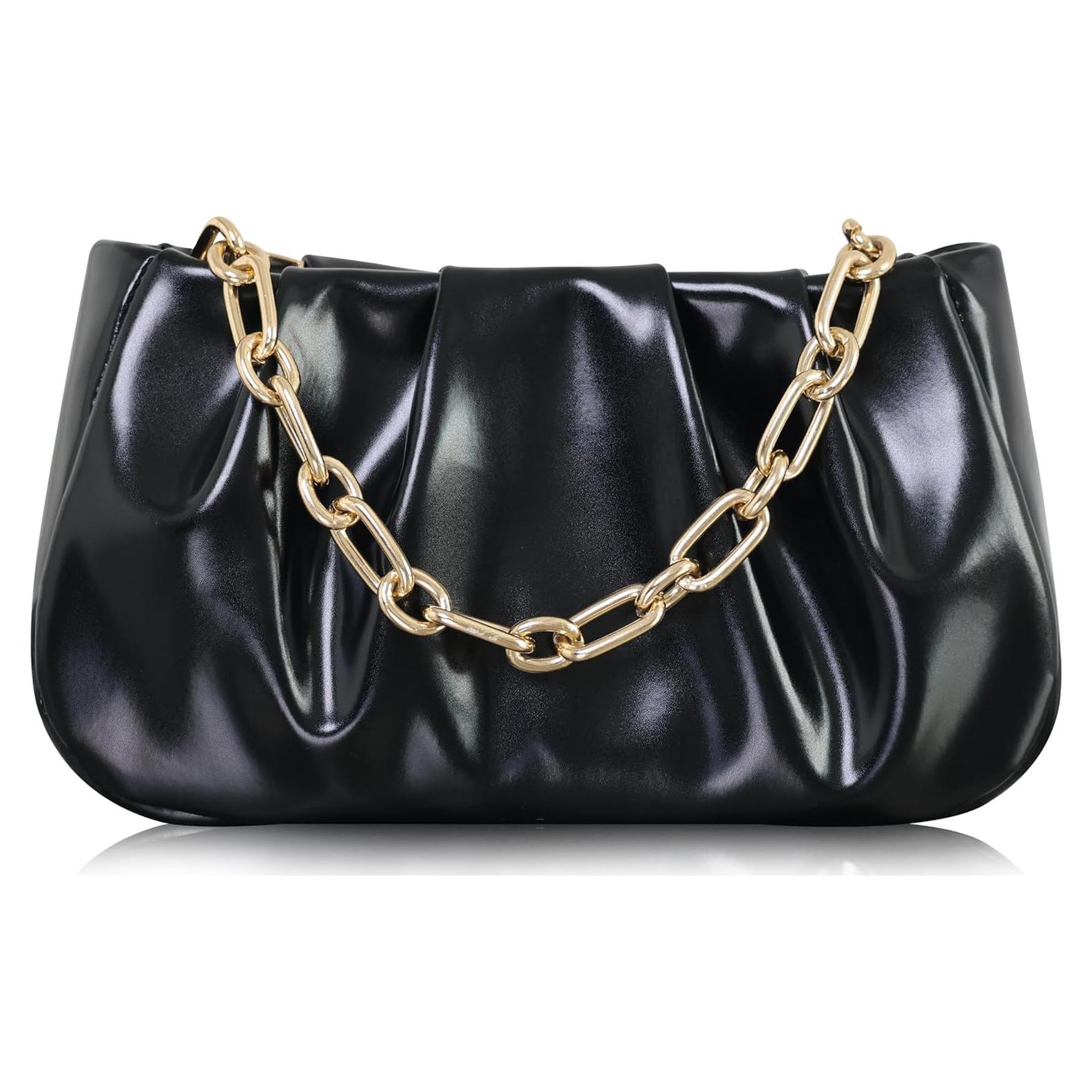 Bolso Clutch Antirrobo Popizard Negro con Cadena y Correa Ajustable