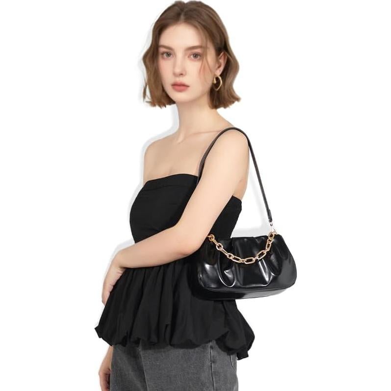 Bolso Clutch Antirrobo Popizard Negro con Cadena y Correa Ajustable