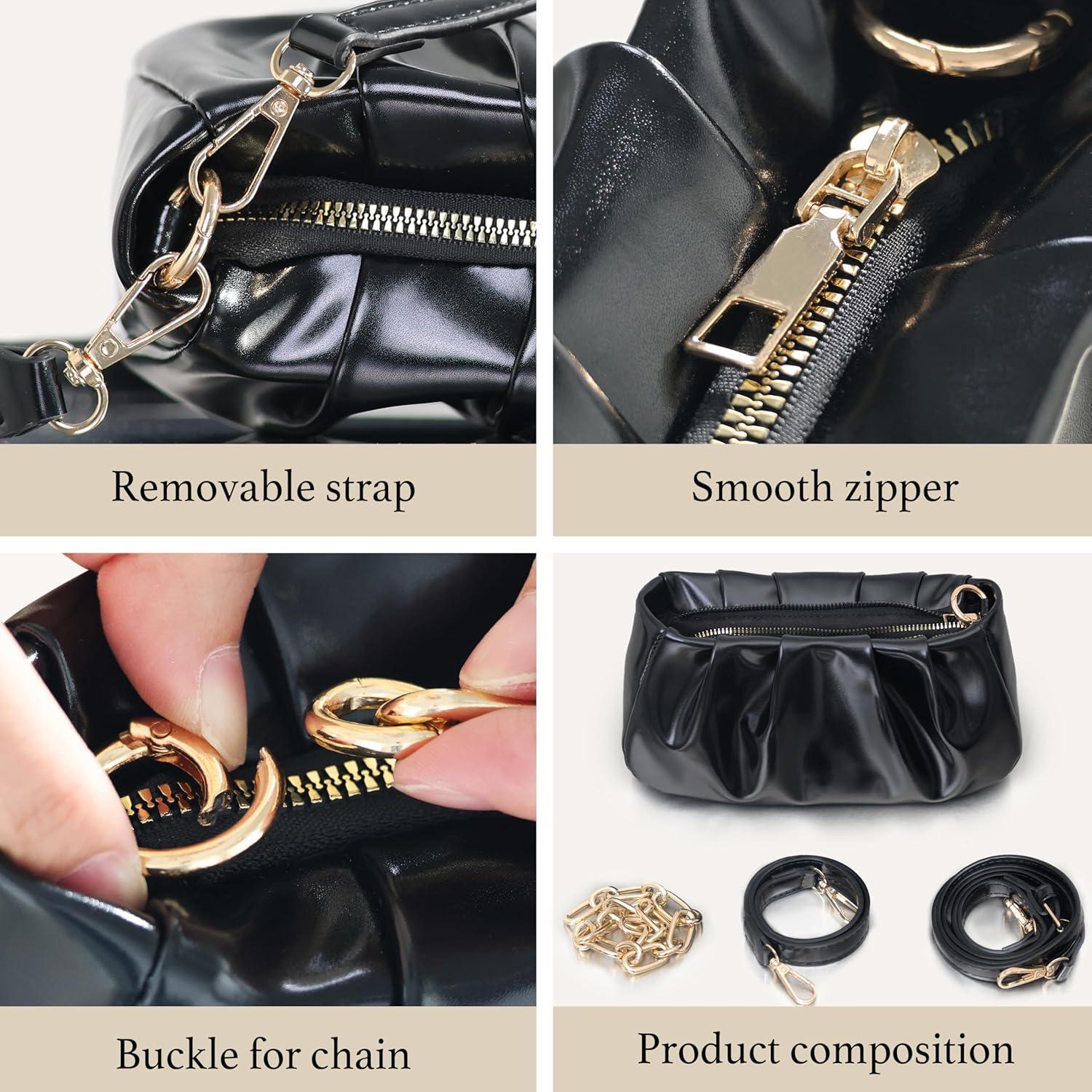 Bolso Clutch Antirrobo Popizard Negro con Cadena y Correa Ajustable