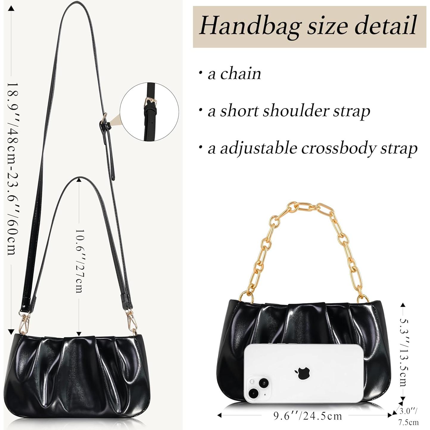 Bolso Clutch Antirrobo Popizard Negro con Cadena y Correa Ajustable