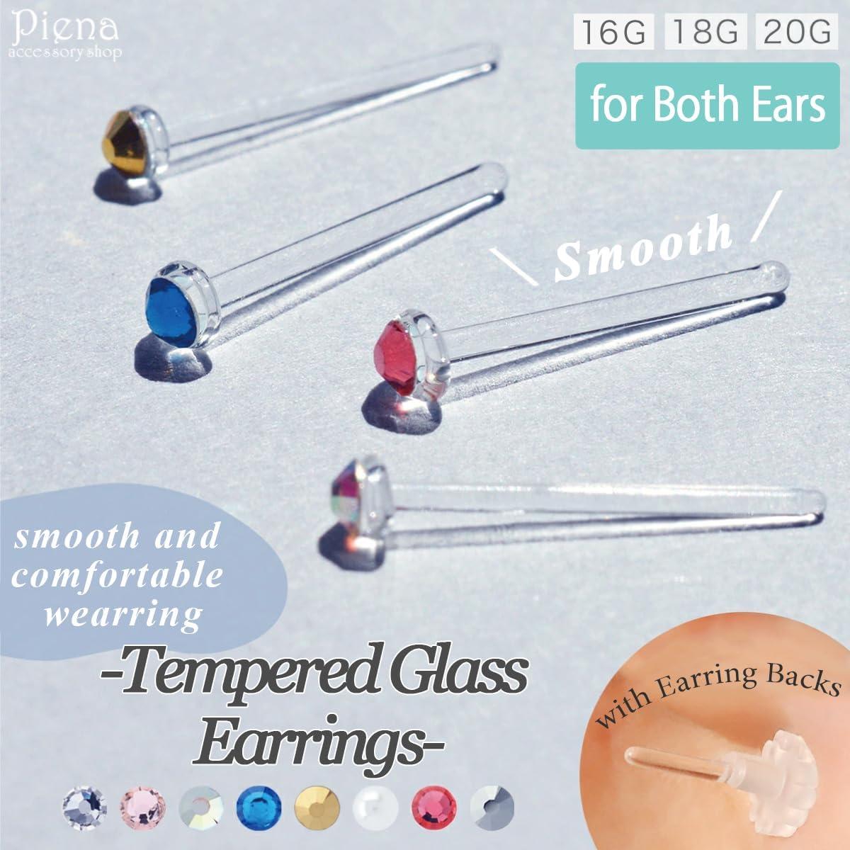 Pendientes de Stud de Vidrio Templado Hipoalergénico 20G 18G 16G