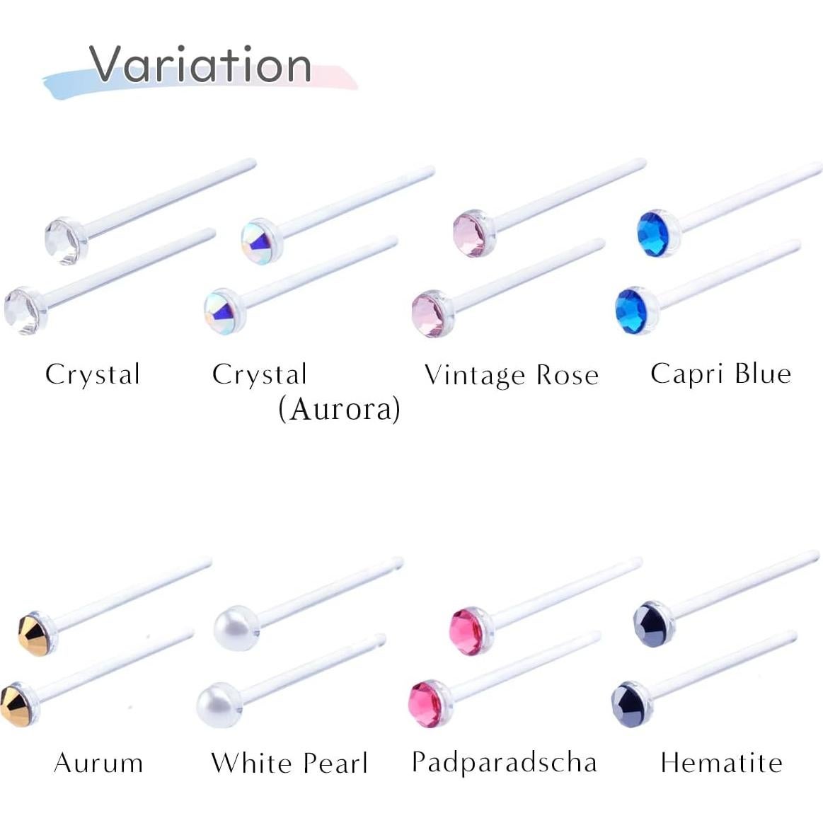Pendientes de Stud de Vidrio Templado Hipoalergénico 20G 18G 16G