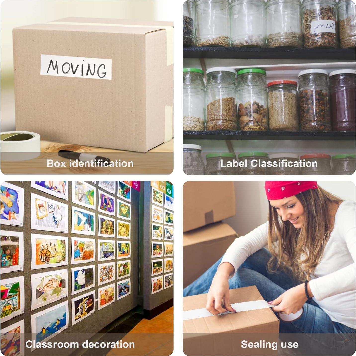 4 Rollos Cinta de Enmascarar Beige Blanca 20 Metros 12/18/25/50 mm