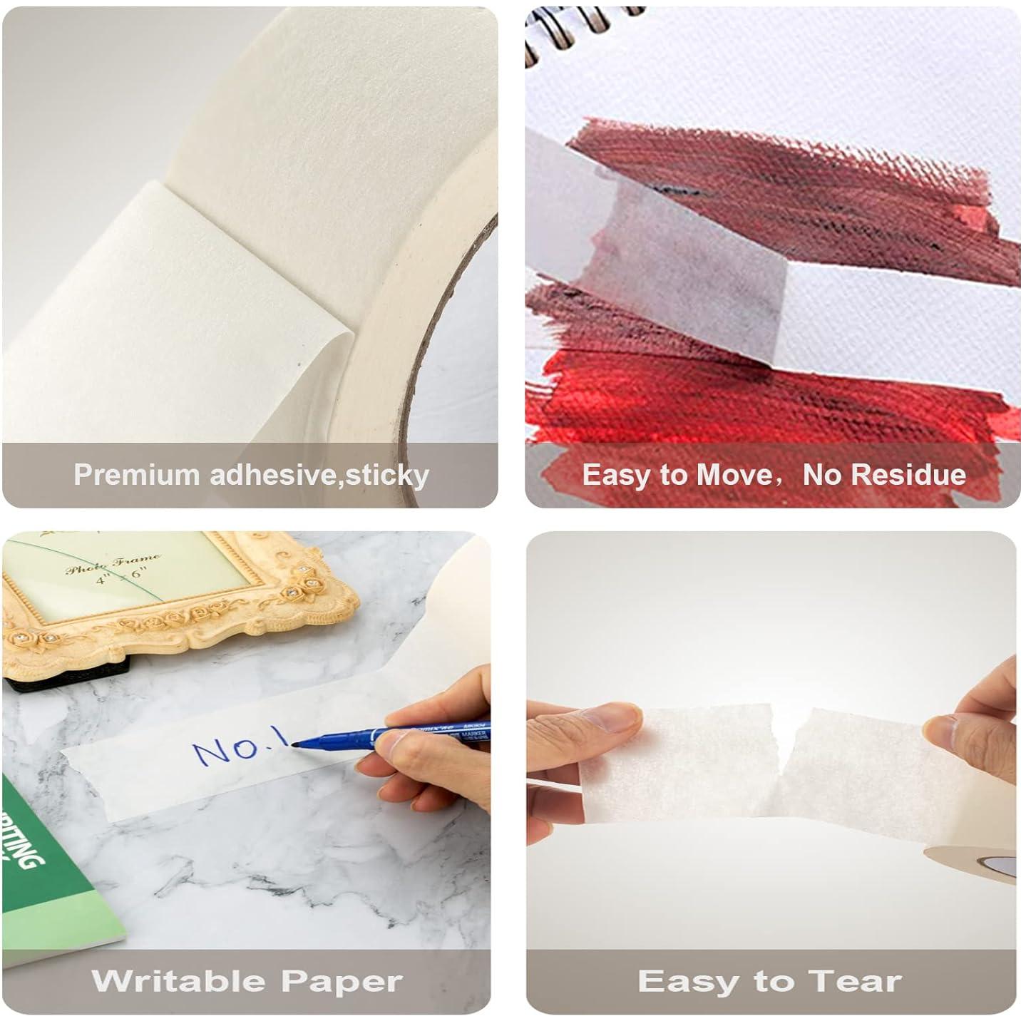 4 Rollos Cinta de Enmascarar Beige Blanca 20 Metros 12/18/25/50 mm