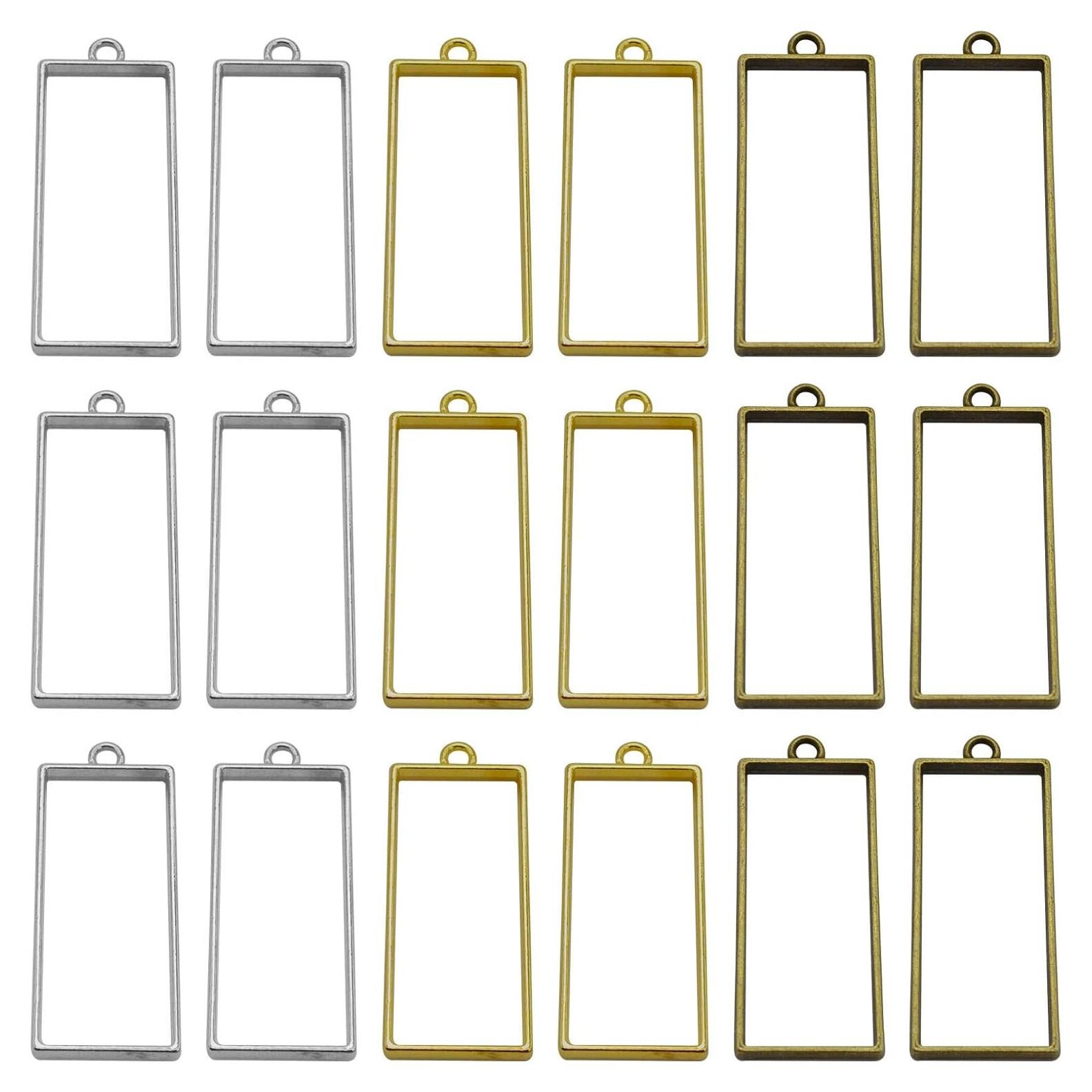 Huwujiu 60pcs Abrazaderas Abiertas Rectangulares para Joyería