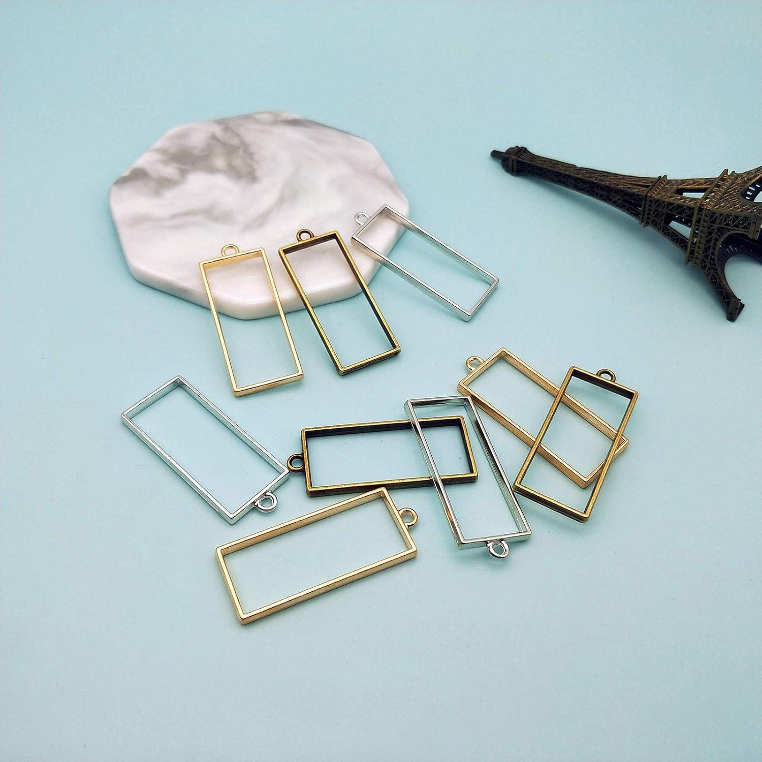 Huwujiu 60pcs Abrazaderas Abiertas Rectangulares para Joyería