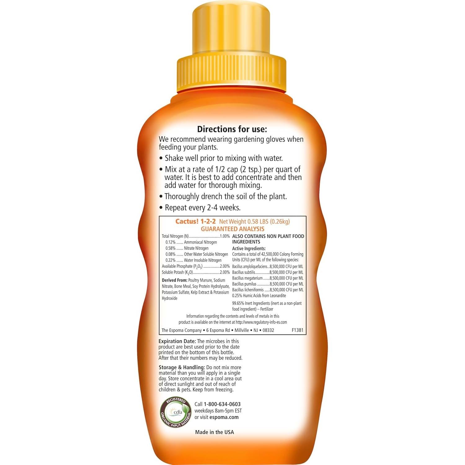 Fertilizante Orgánico Espoma para Cactus y Suculentas 263.5 g