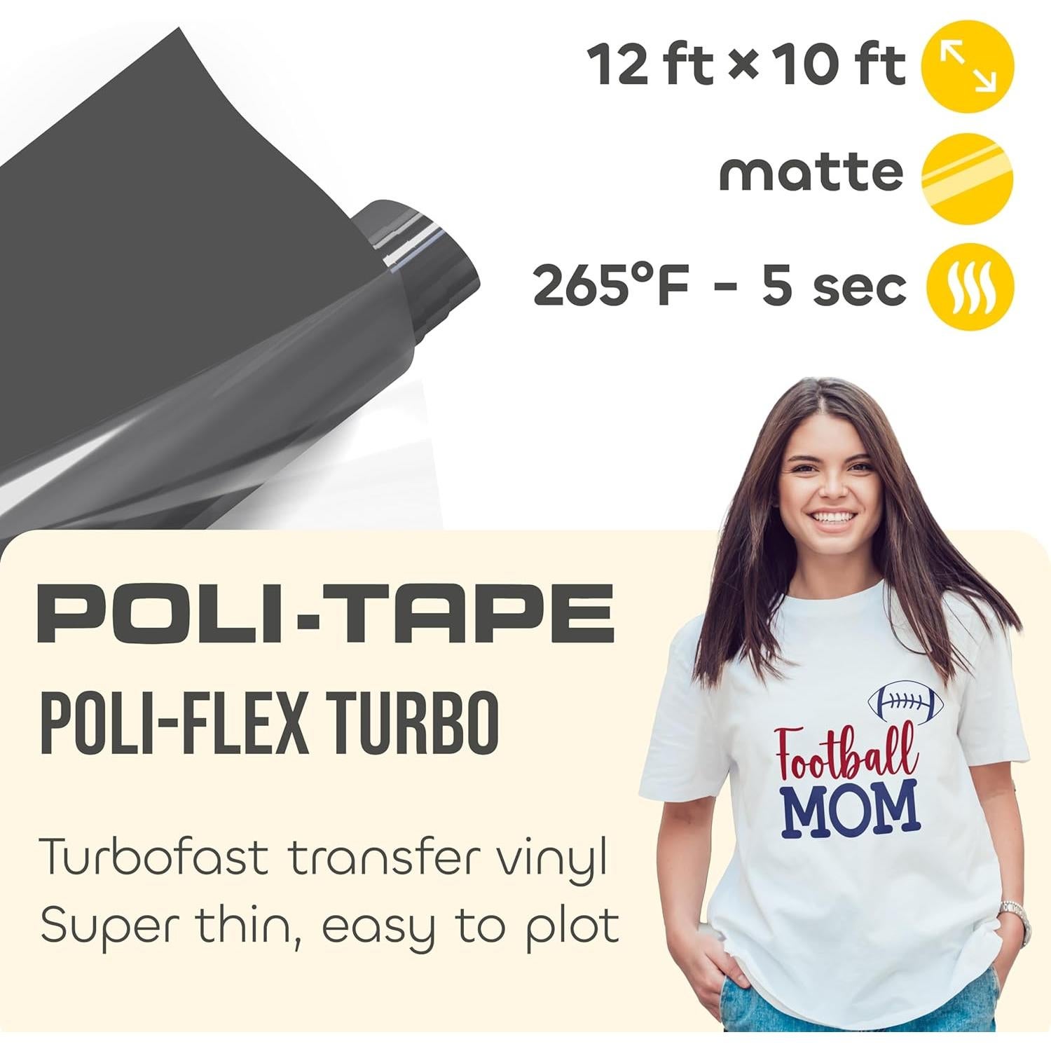 Vinilo de Transferencia de Calor Poli-Tape Antracita 30.48x3.05m