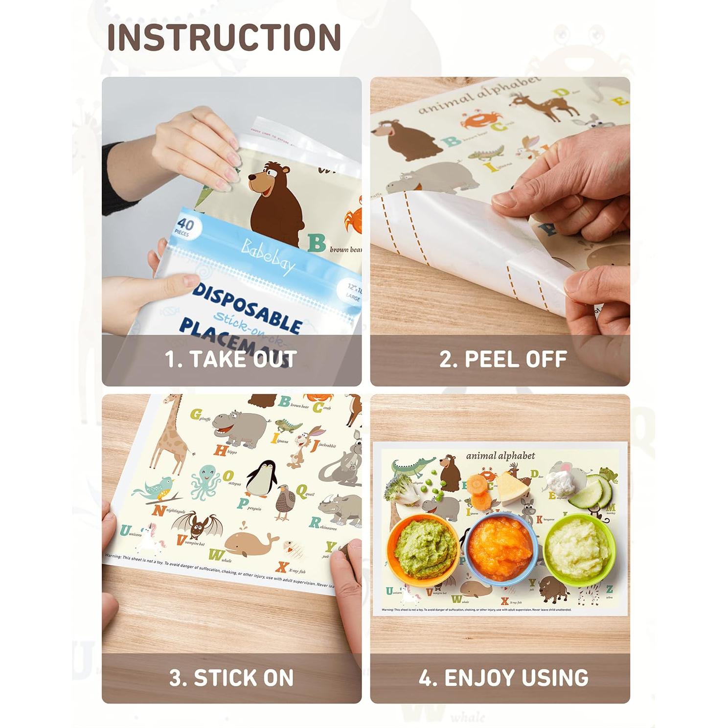 Manteles desechables autoadhesivos Babebay 30x45 cm - 40 unidades