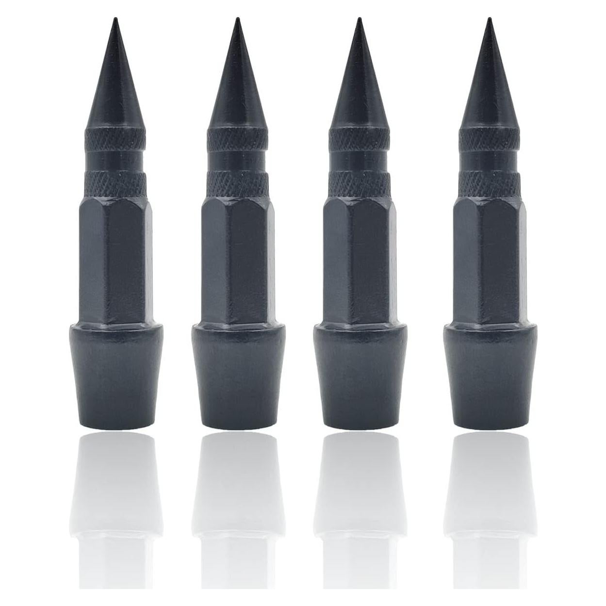 4 Tapas de Válvula de Neumático TEMI Aluminio Pico 45mm Negro