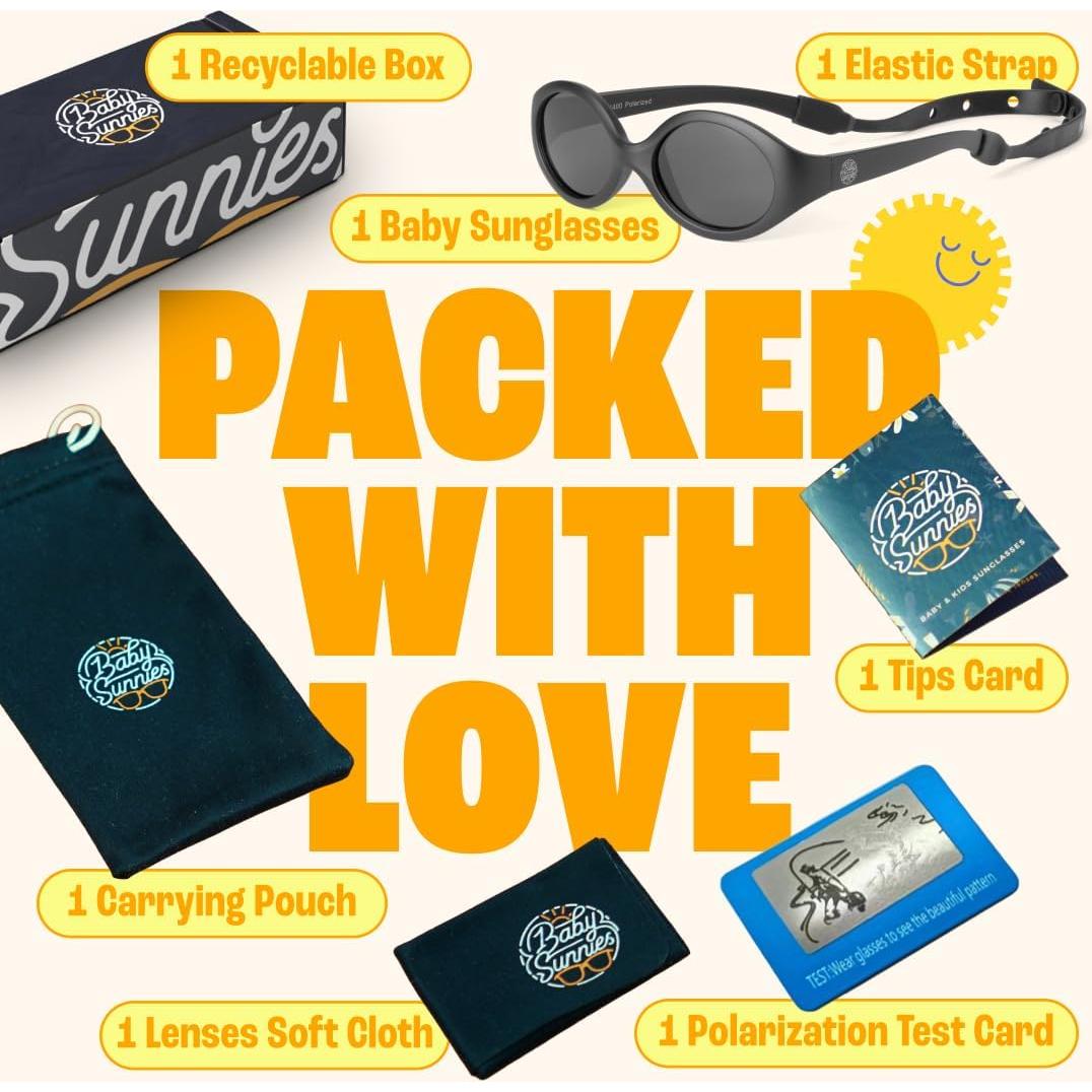 Gafas de sol polarizadas Baby Sunnies negras para bebés 0-24 meses