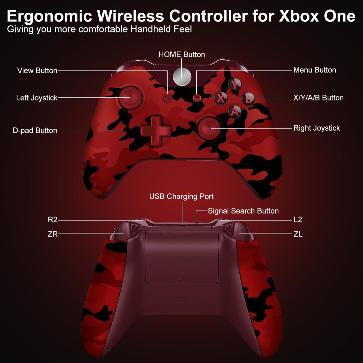 Controlador Inalámbrico Xbox One DZHI Camo Rojo Bluetooth