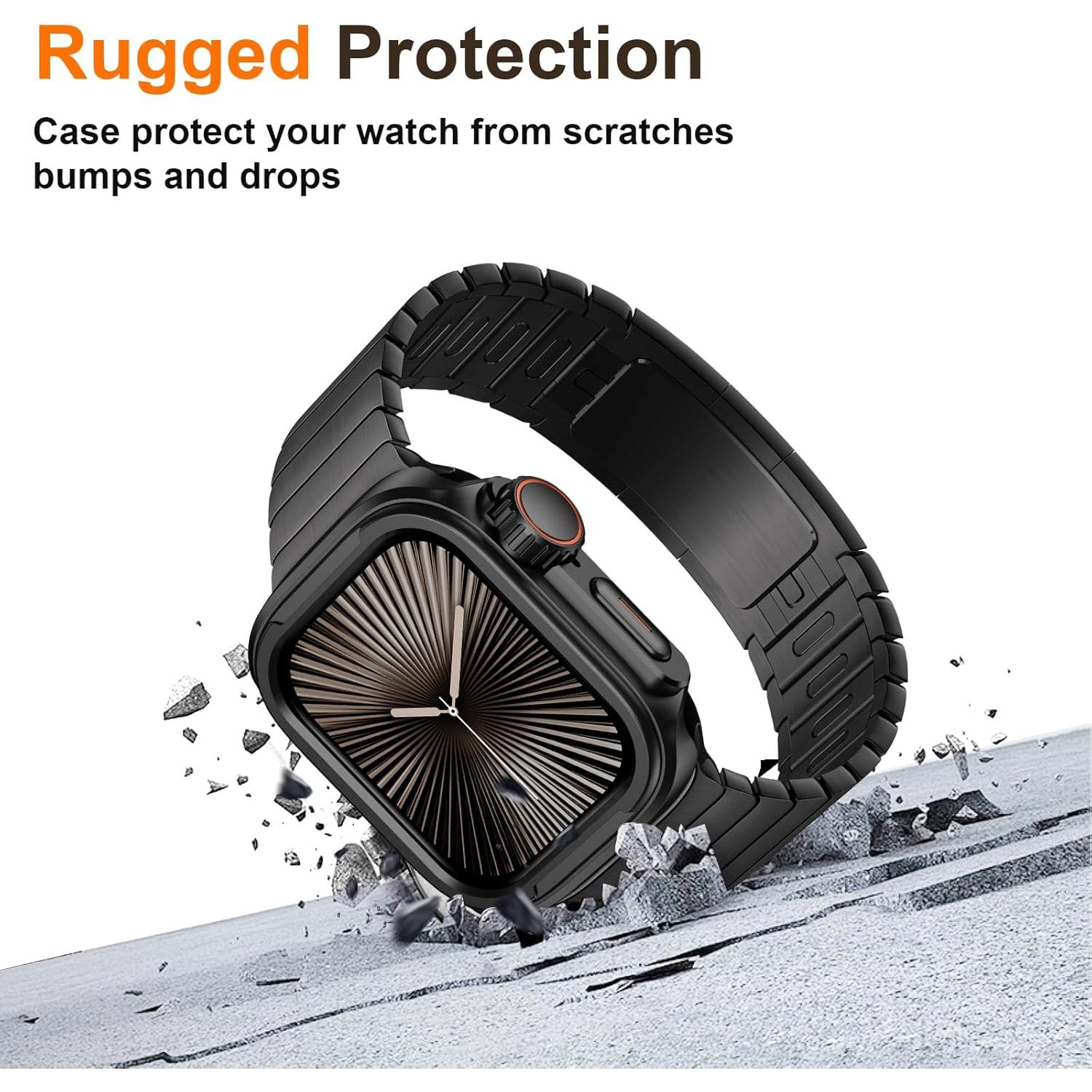 Funda Metálica 2 en 1 ZZDZZ para Apple Watch 10 46mm Negra