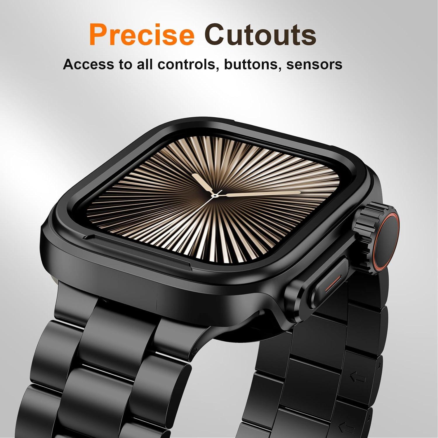 Funda Metálica 2 en 1 ZZDZZ para Apple Watch 10 46mm Negra