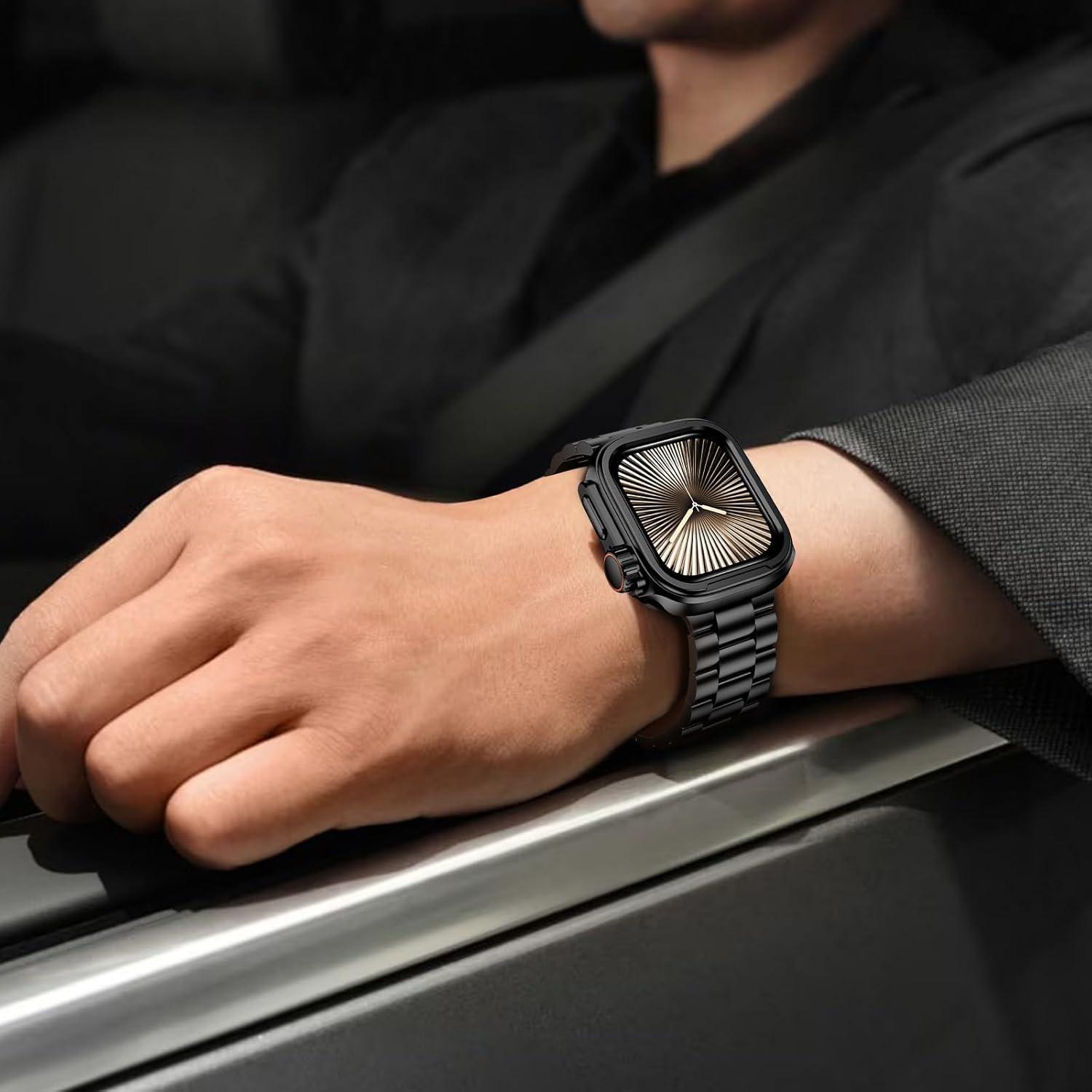 Funda Metálica 2 en 1 ZZDZZ para Apple Watch 10 46mm Negra