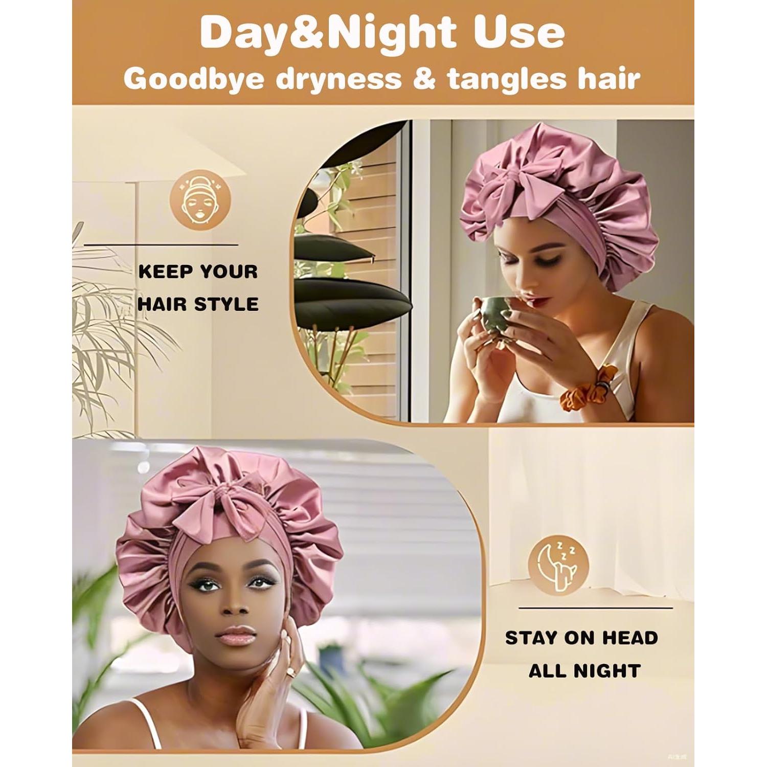 Gorro de Ducha Reutilizable DLSZKJ de Satén Doble Capa