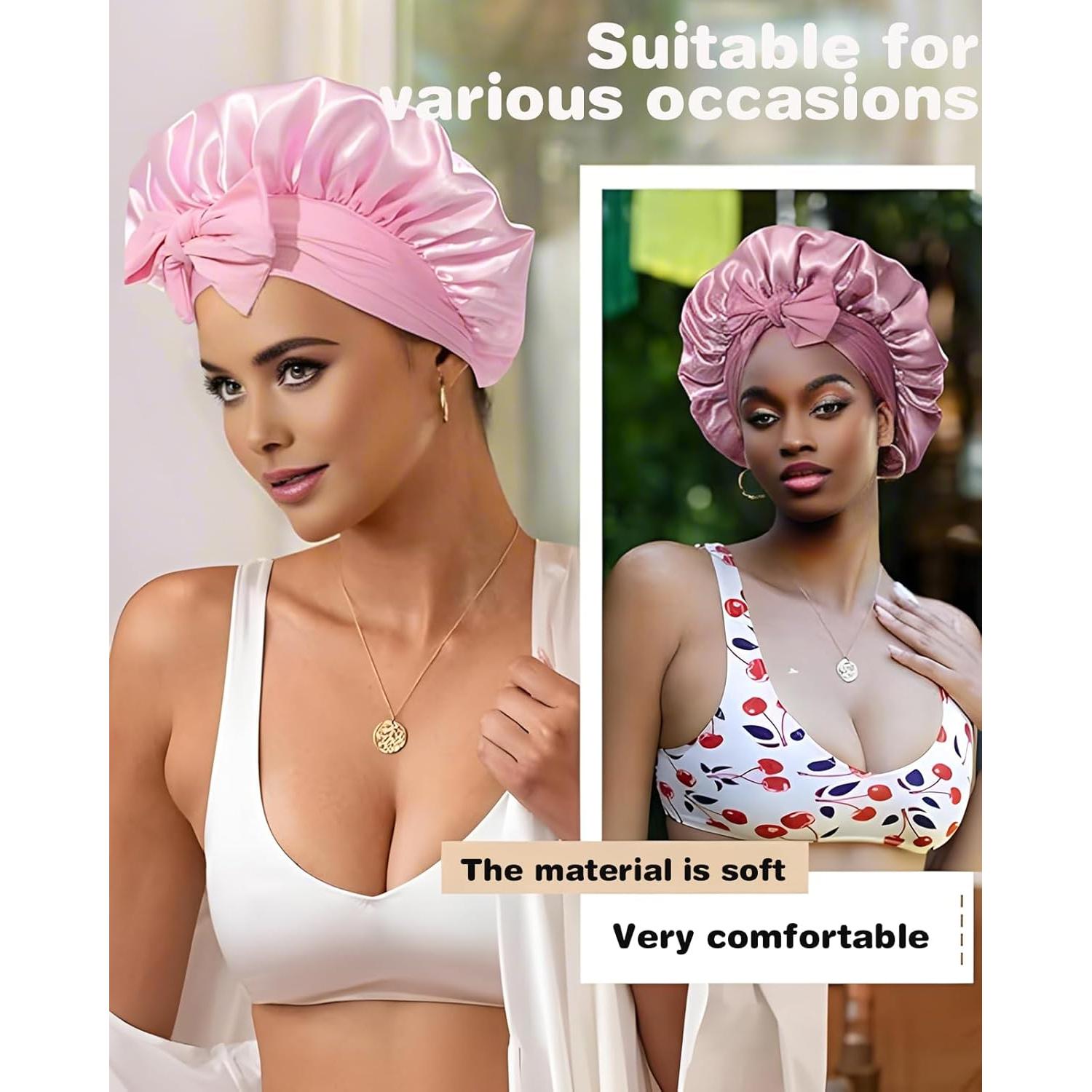 Gorro de Ducha Reutilizable DLSZKJ de Satén Doble Capa