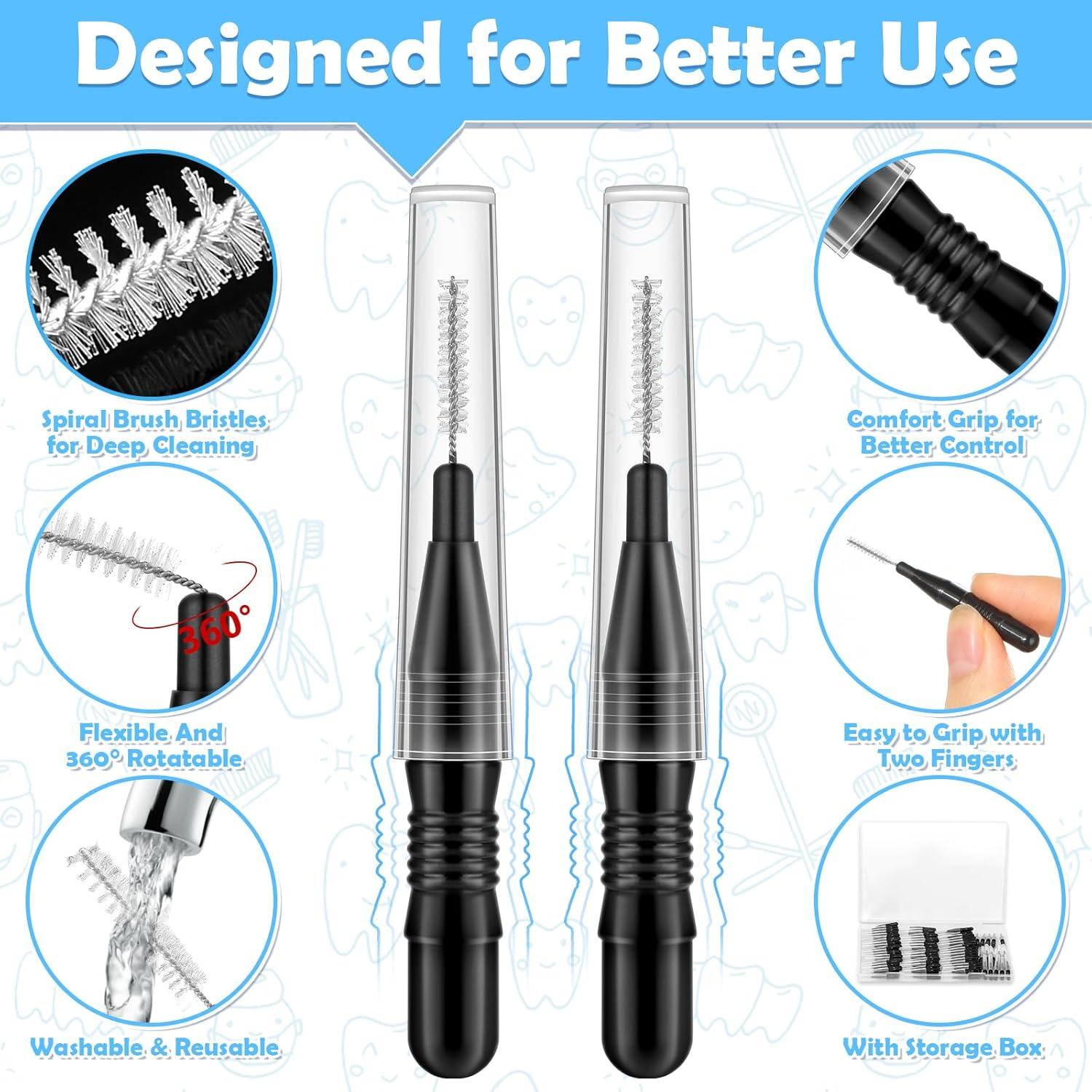 120 Cepillos Interdentales ROADPLUM, Cerdas Suaves 360° para Brackets