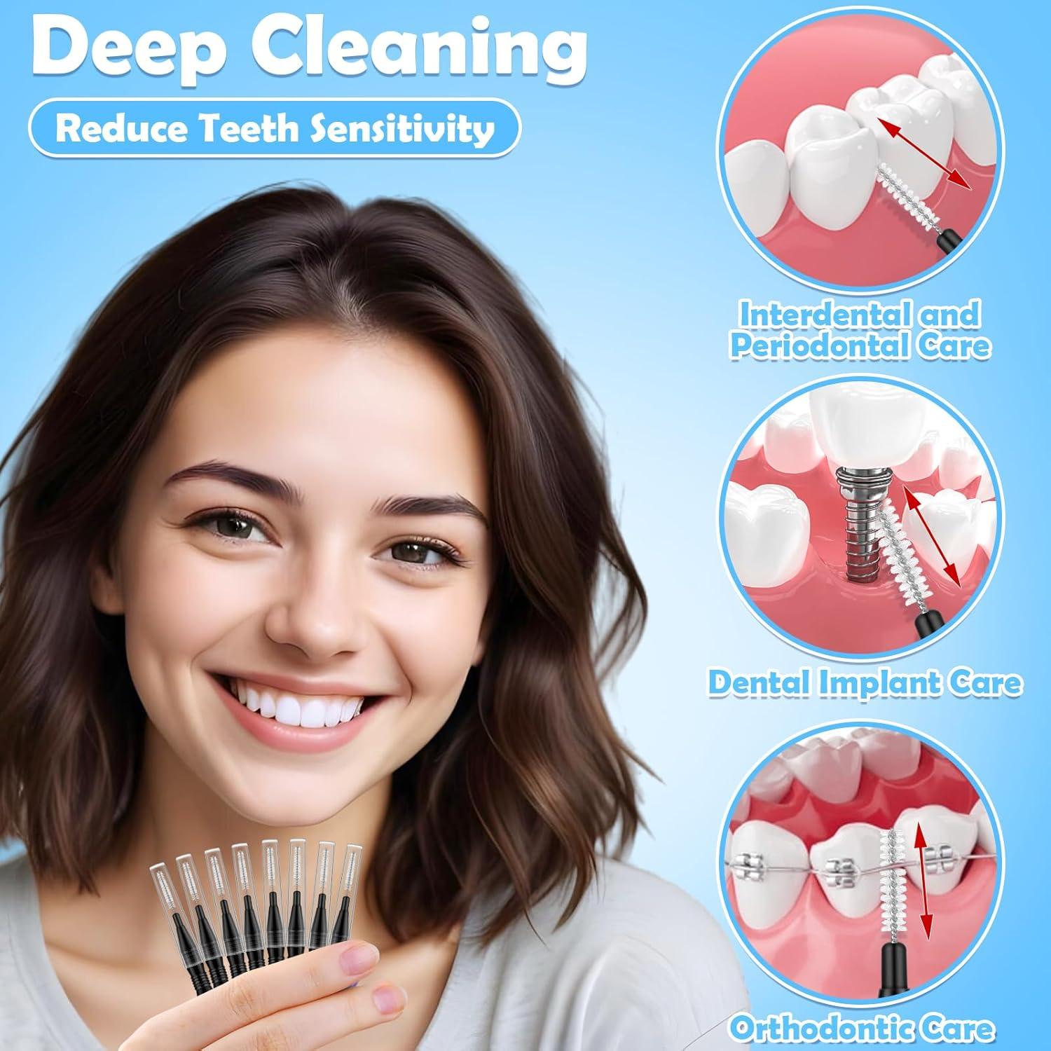 120 Cepillos Interdentales ROADPLUM, Cerdas Suaves 360° para Brackets