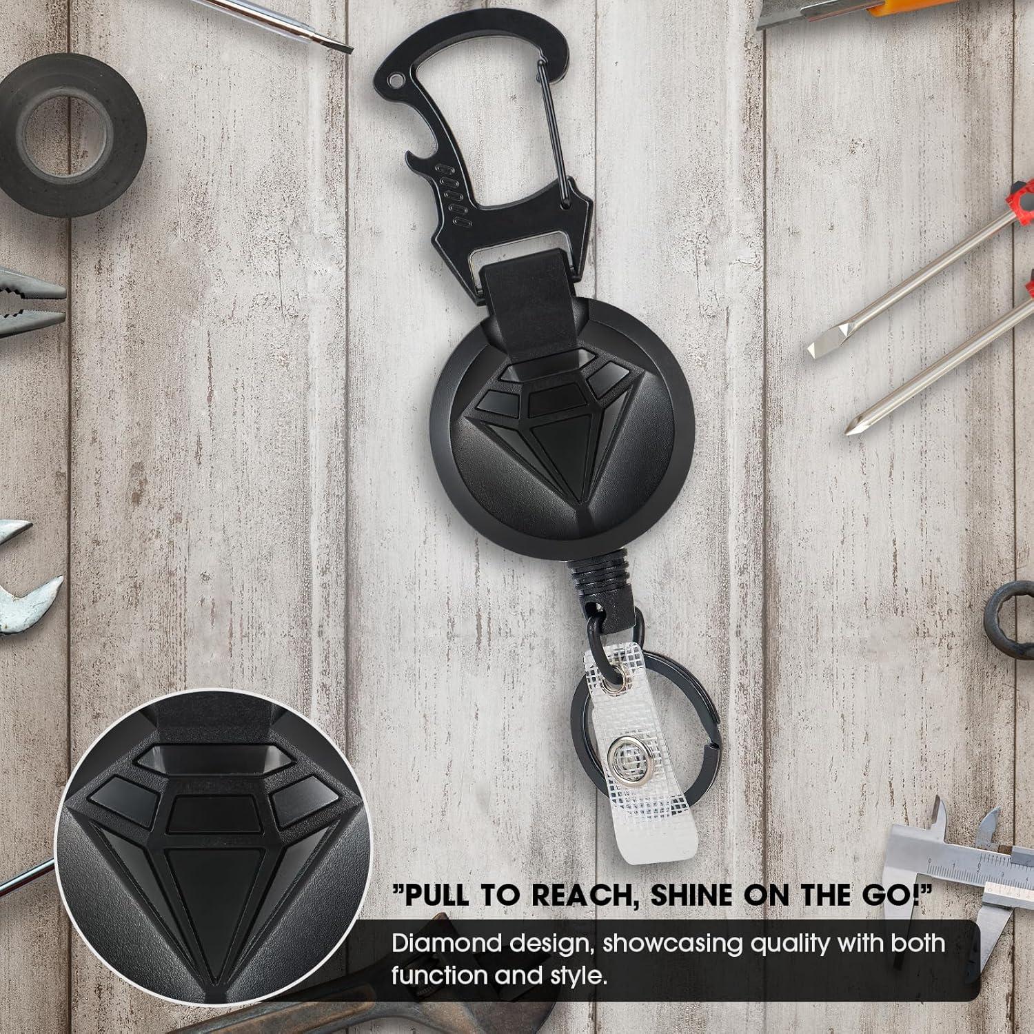 Llavero Retráctil YueMiEcoUS 90cm Negro con Abrebotellas